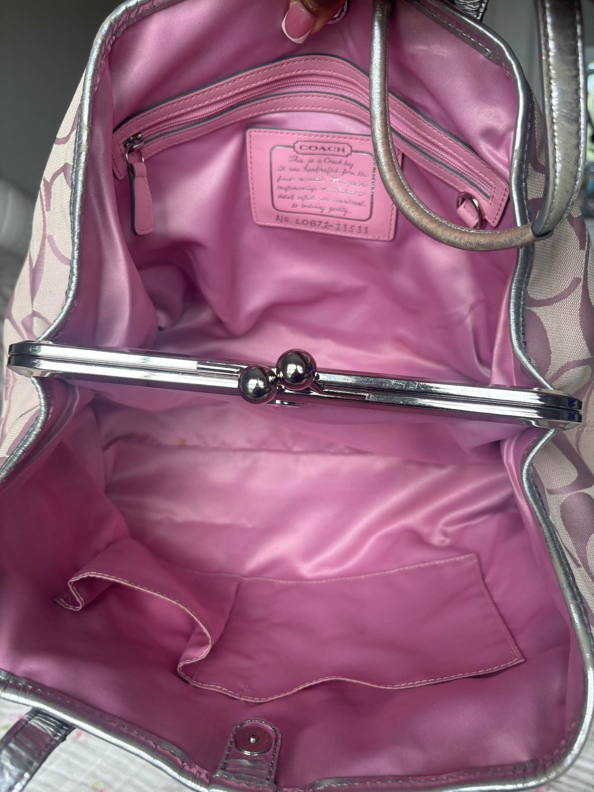 Pink rare coach kisslock bag