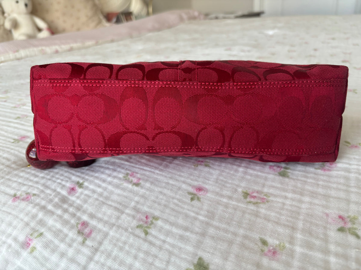 Rare red mongram rare baggutte coach bag