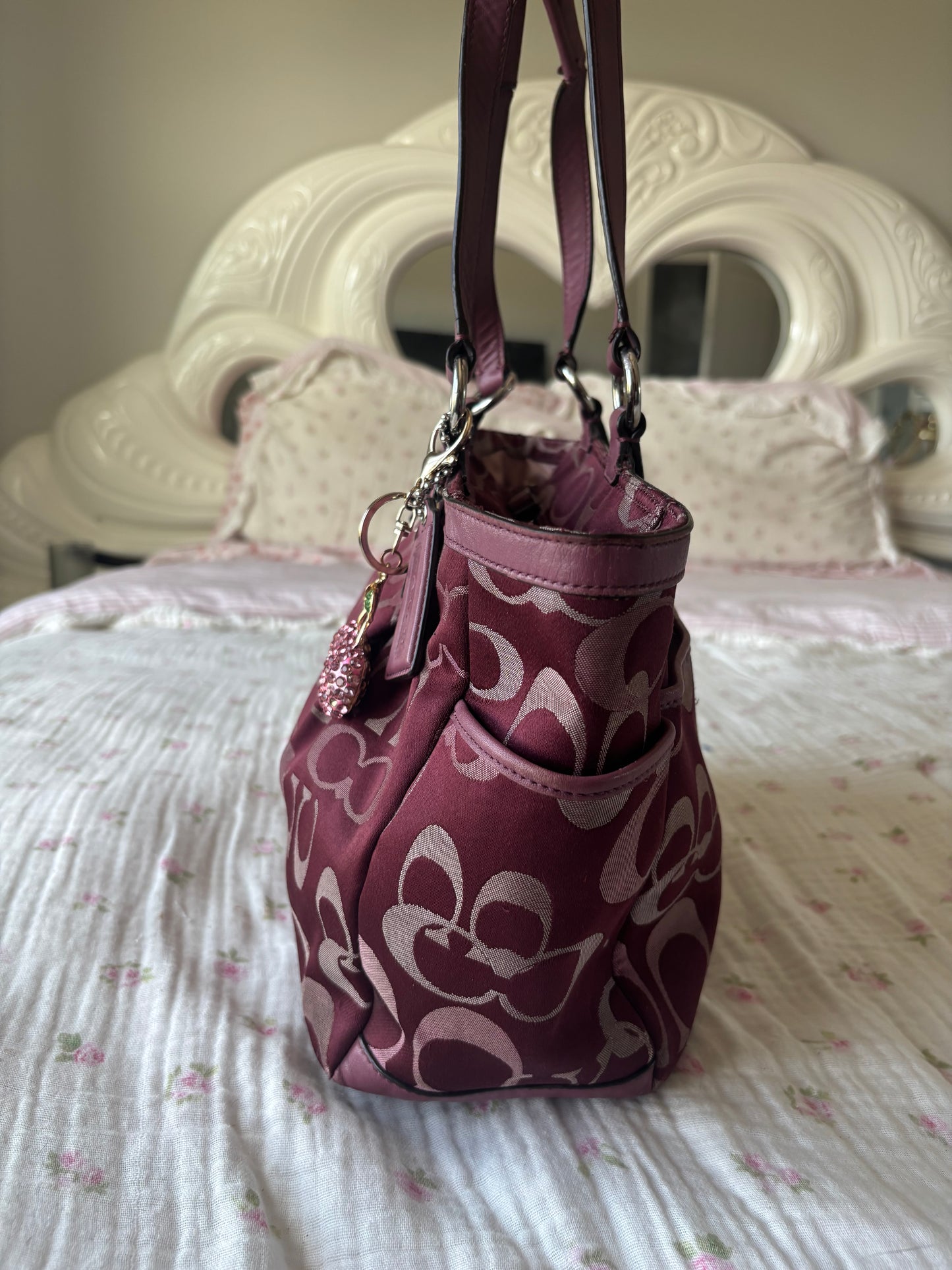 Burgandy coach tote bag