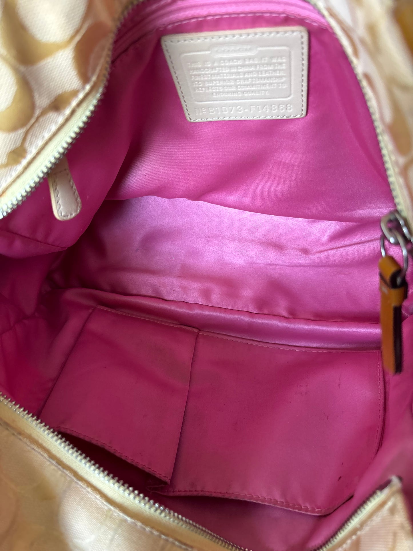 Yellow patchwork coach rare tote bag