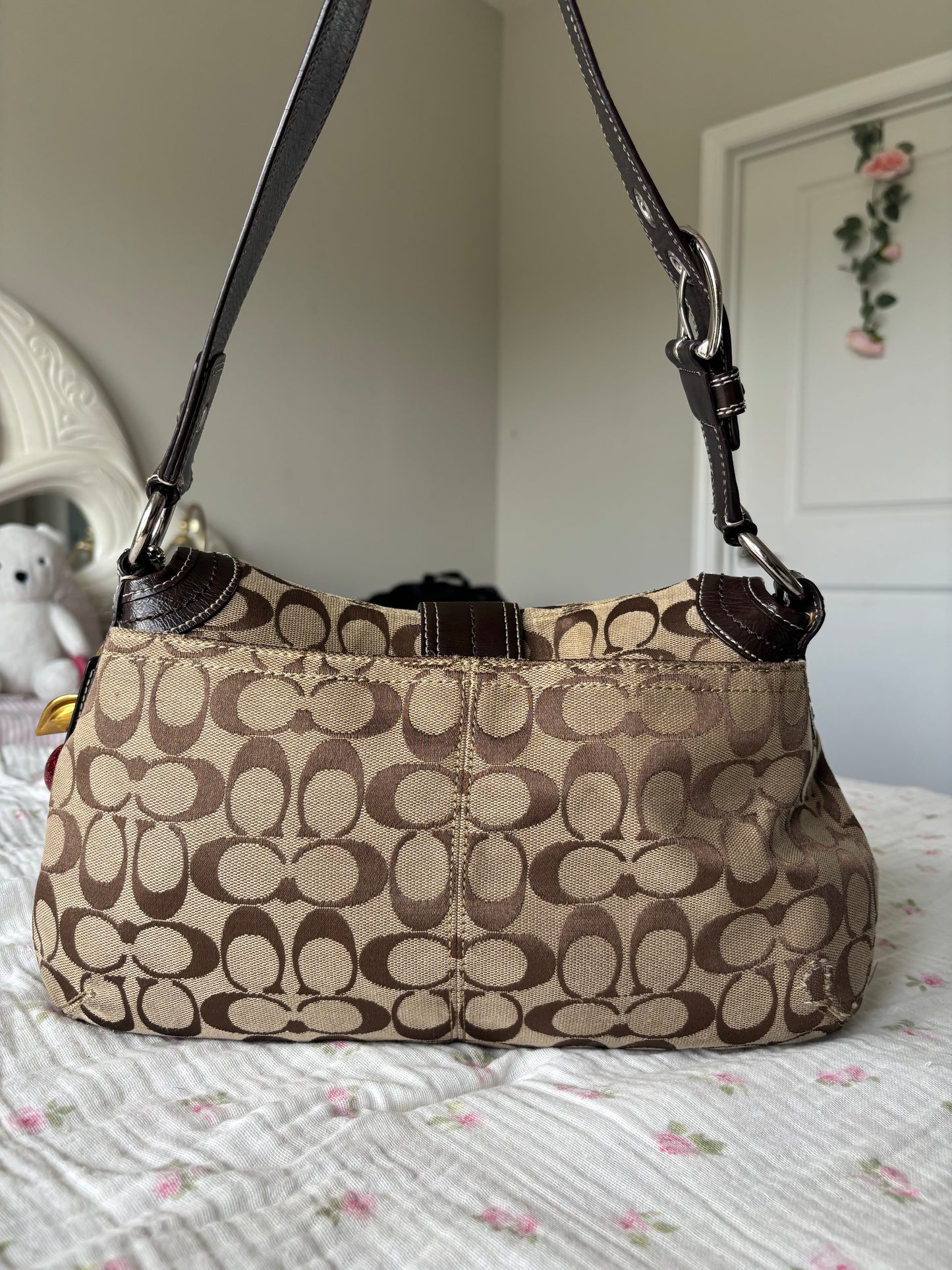 Vintage Coach Signature Buckle Shoulder Bag