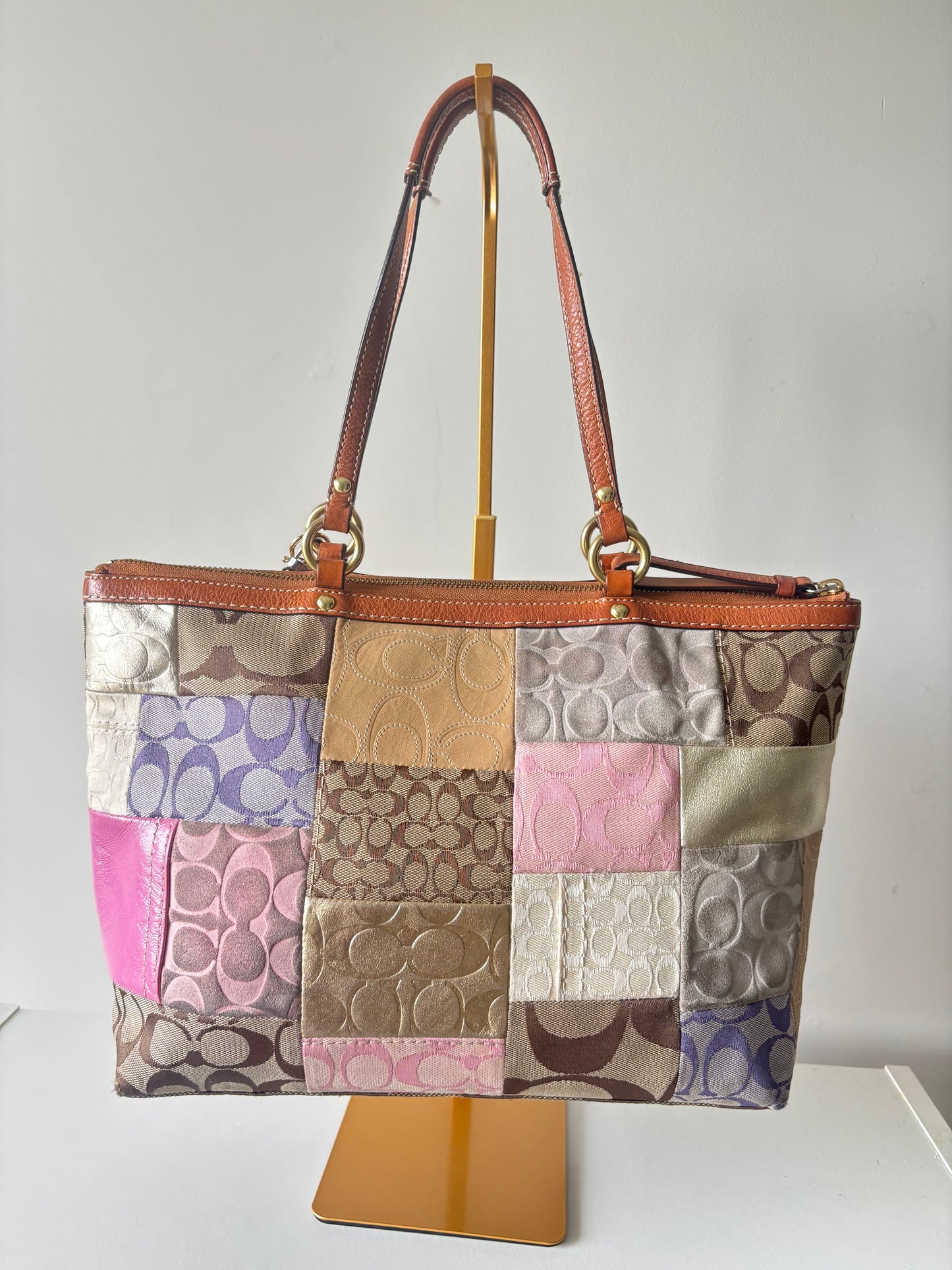 Patchwork vintage coach tote bag