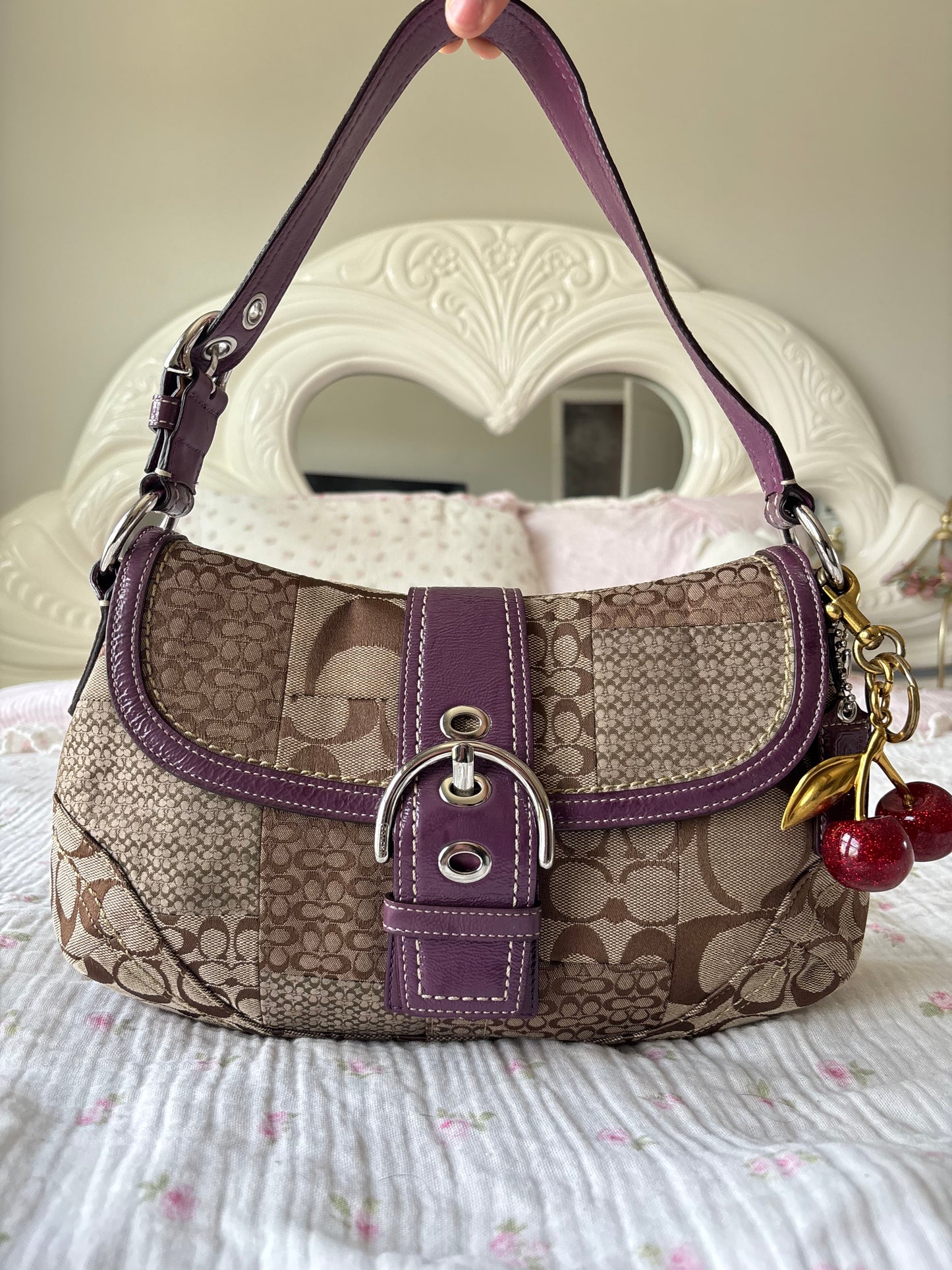 Vintage purple patchwork soho bag
