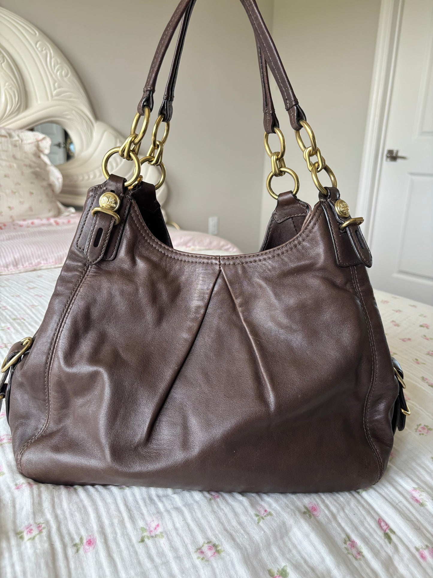 Chocolate brown rare coach Maggie shoulder bag