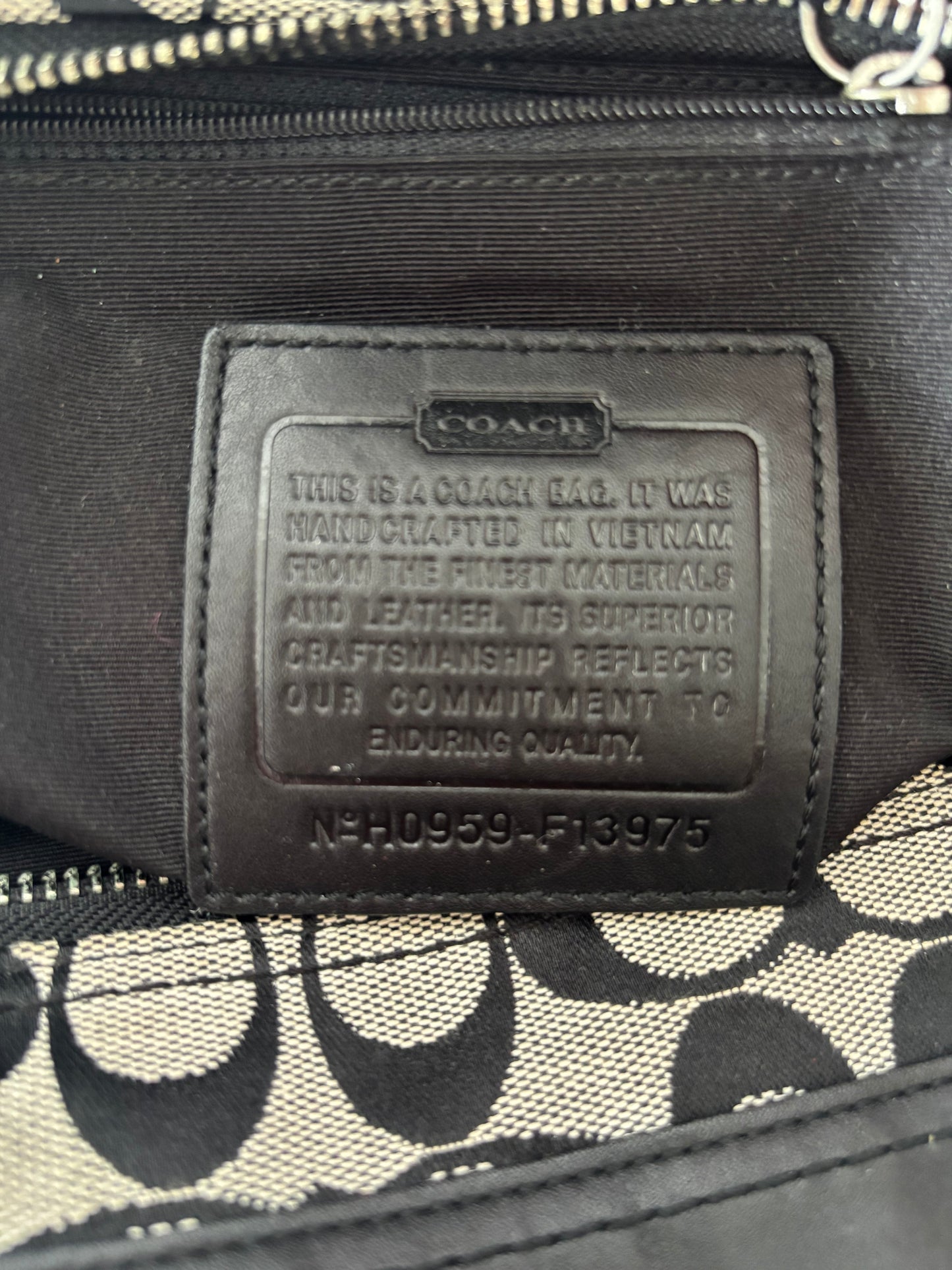 black & grey coach Hampton bag
