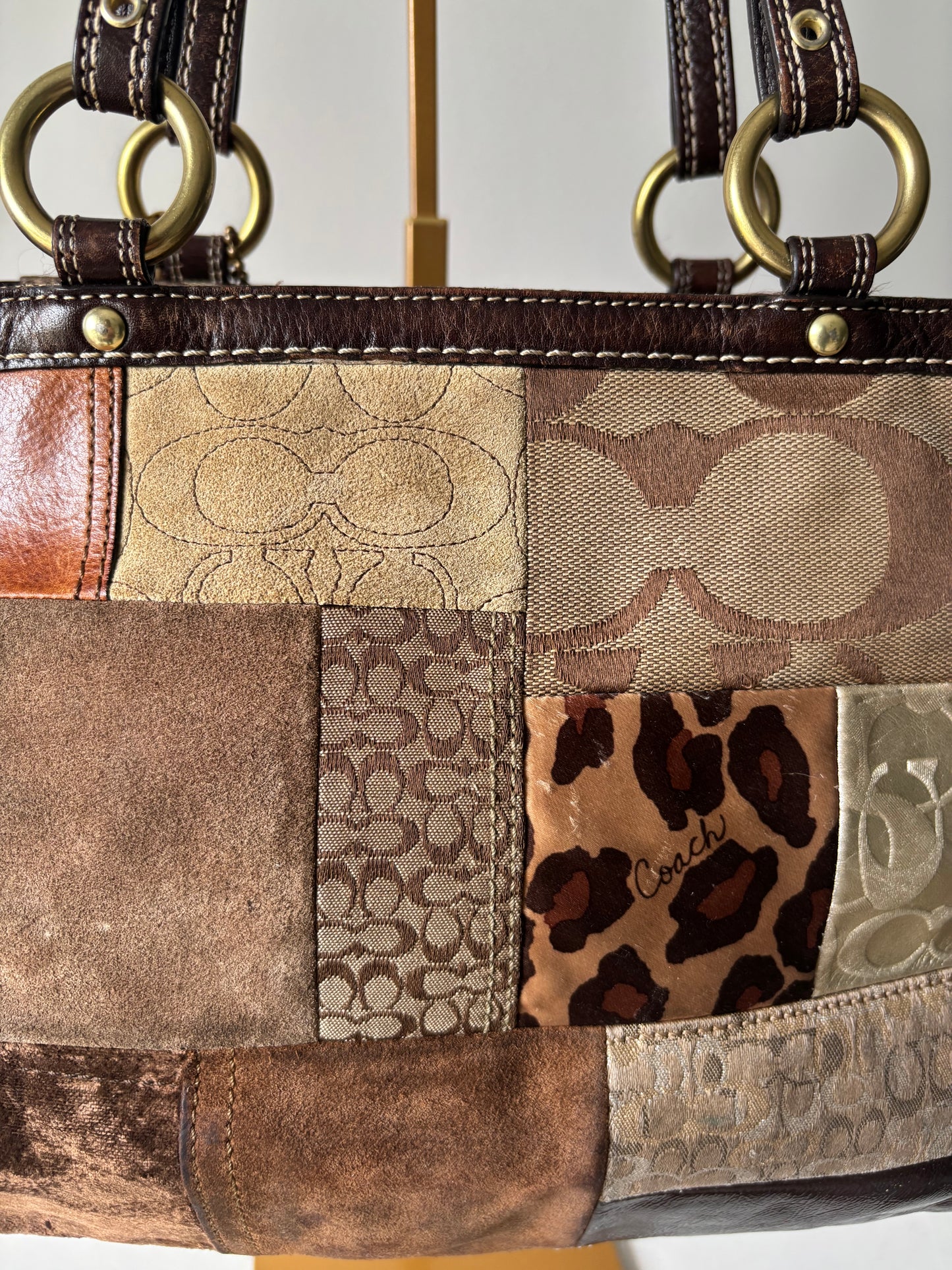 Patchwork coach tote bags
