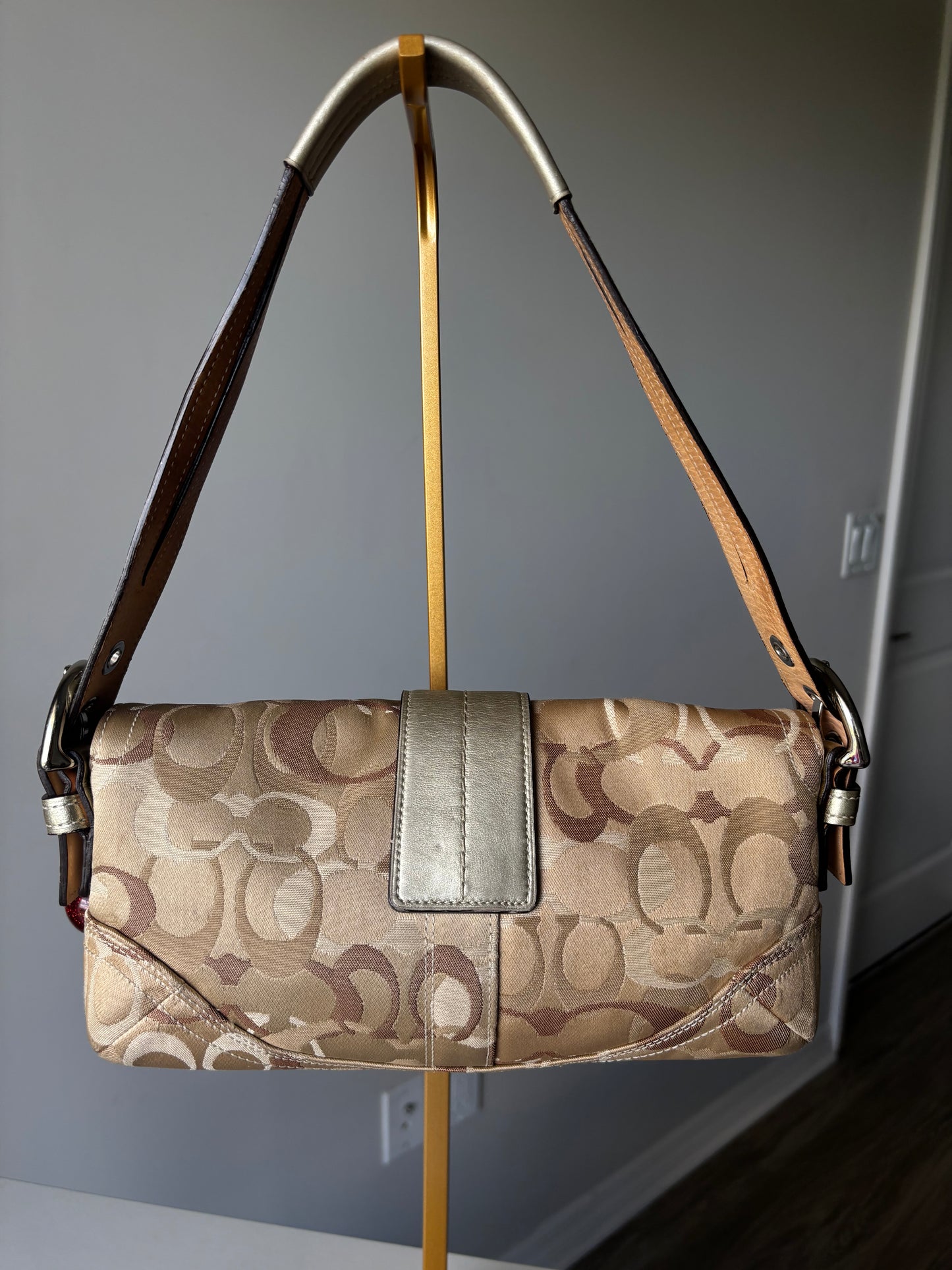 Tan optic coach soho shoulder bag