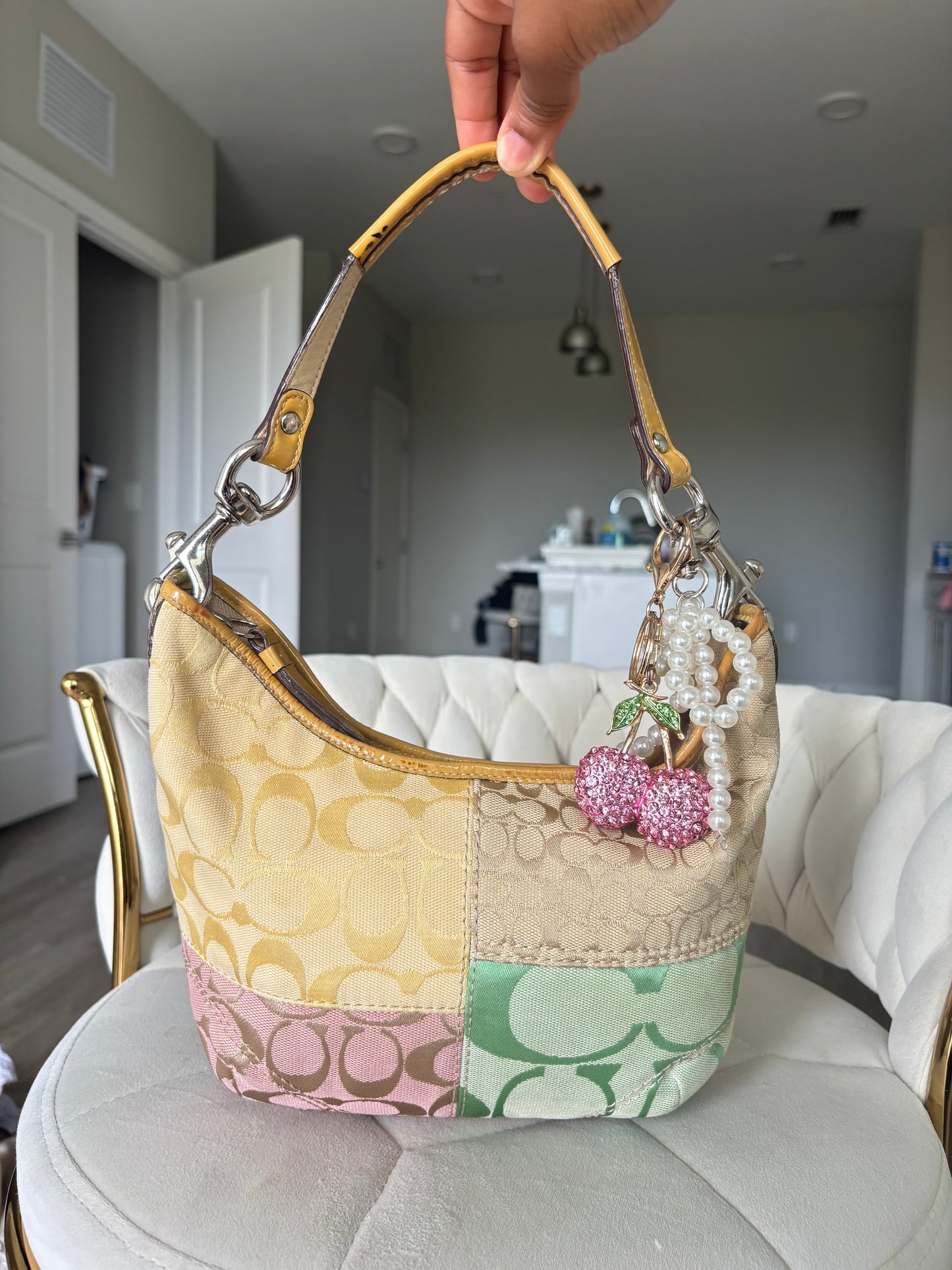 Rare colorful patchwork vintage coach hobo shoulder bag