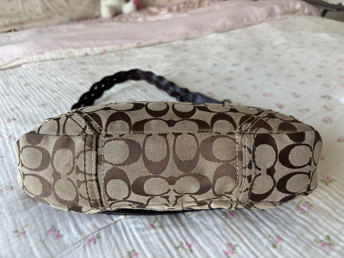 Brown mongram vintage coach flap bag
