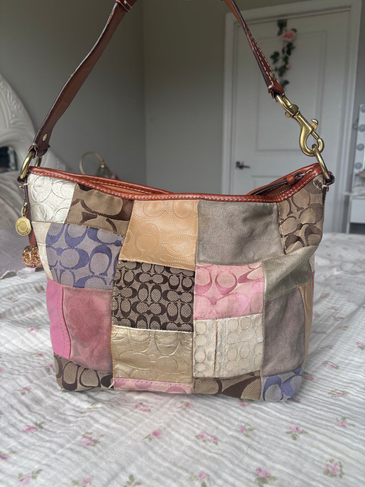 Rare patchwork coach tote