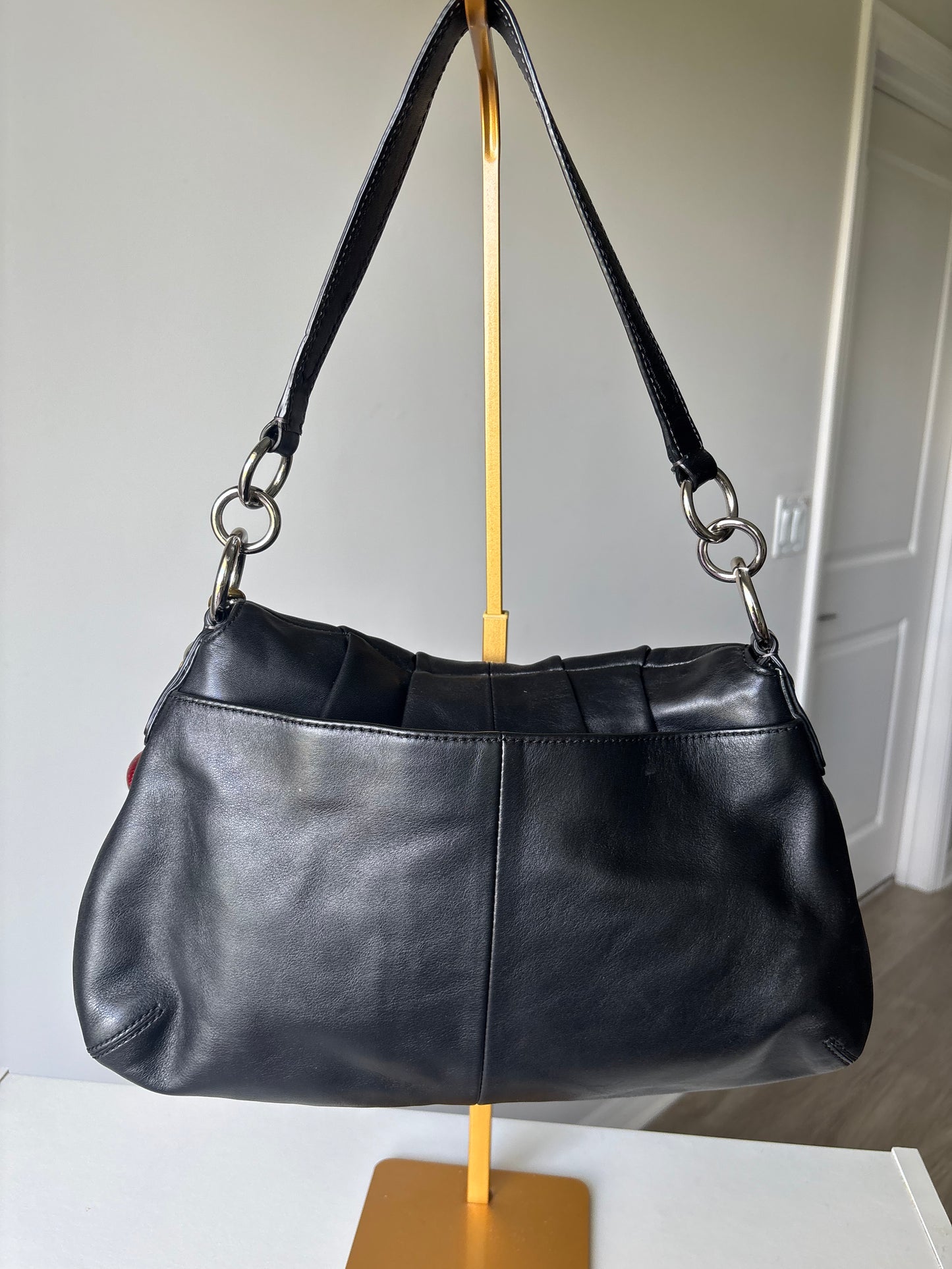 Black leather coach soho shoulder bag