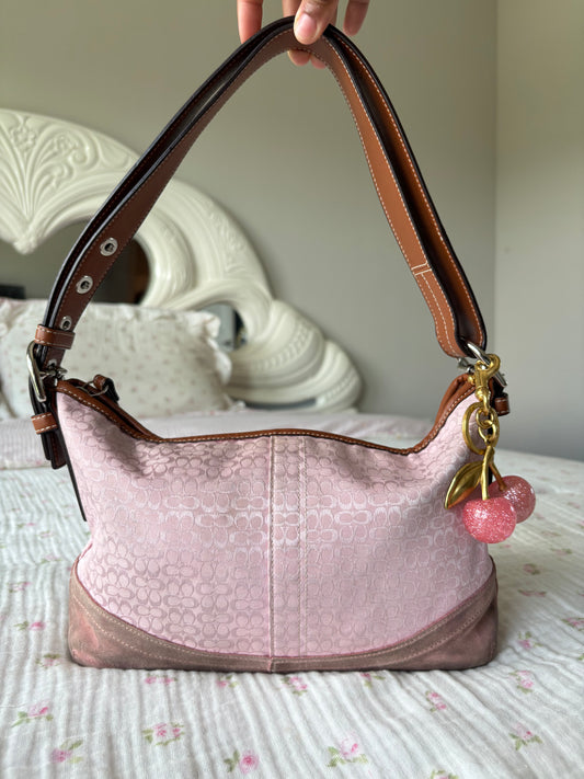 Pink mongram coach shoulder bag