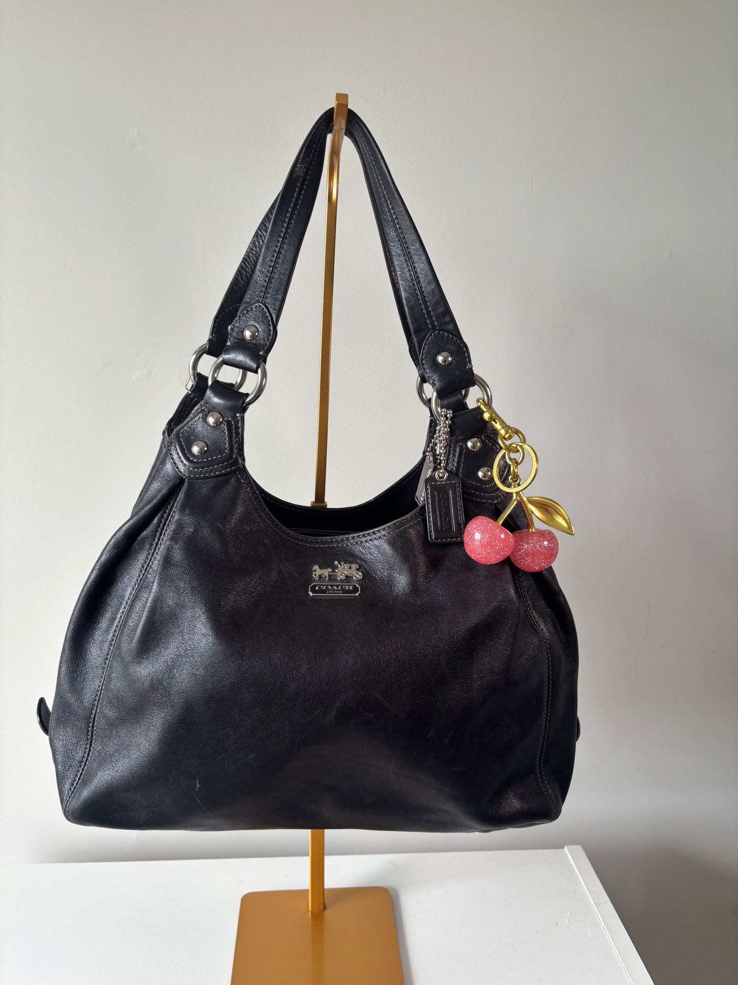 Black leather coach Maggie shoulder bag