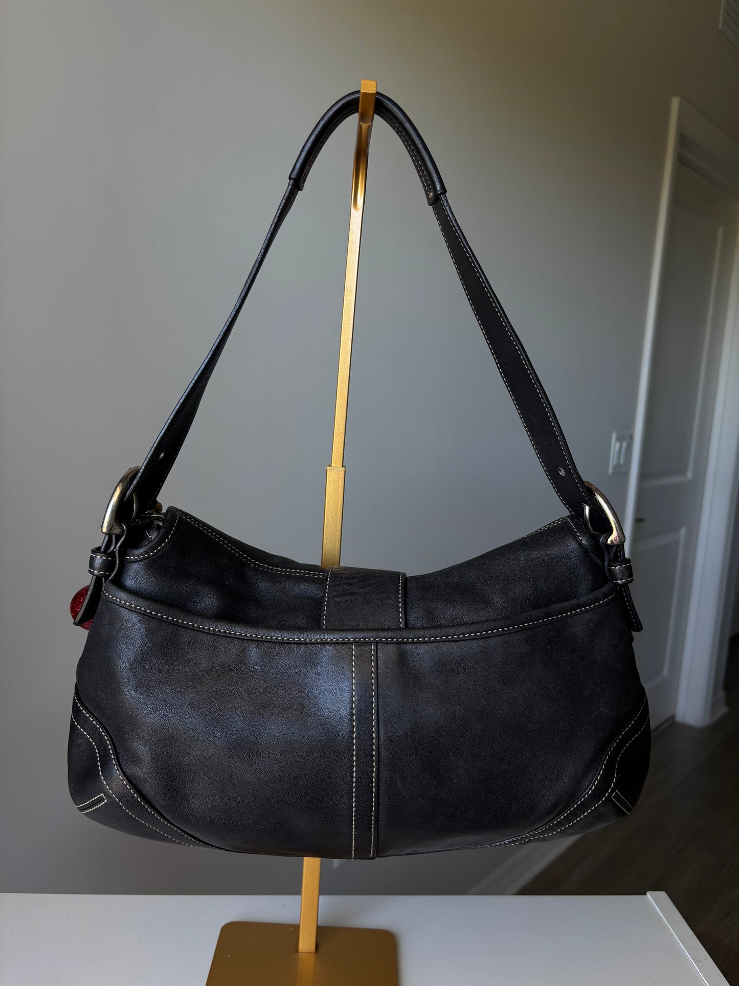 Black leather vintage coach soho