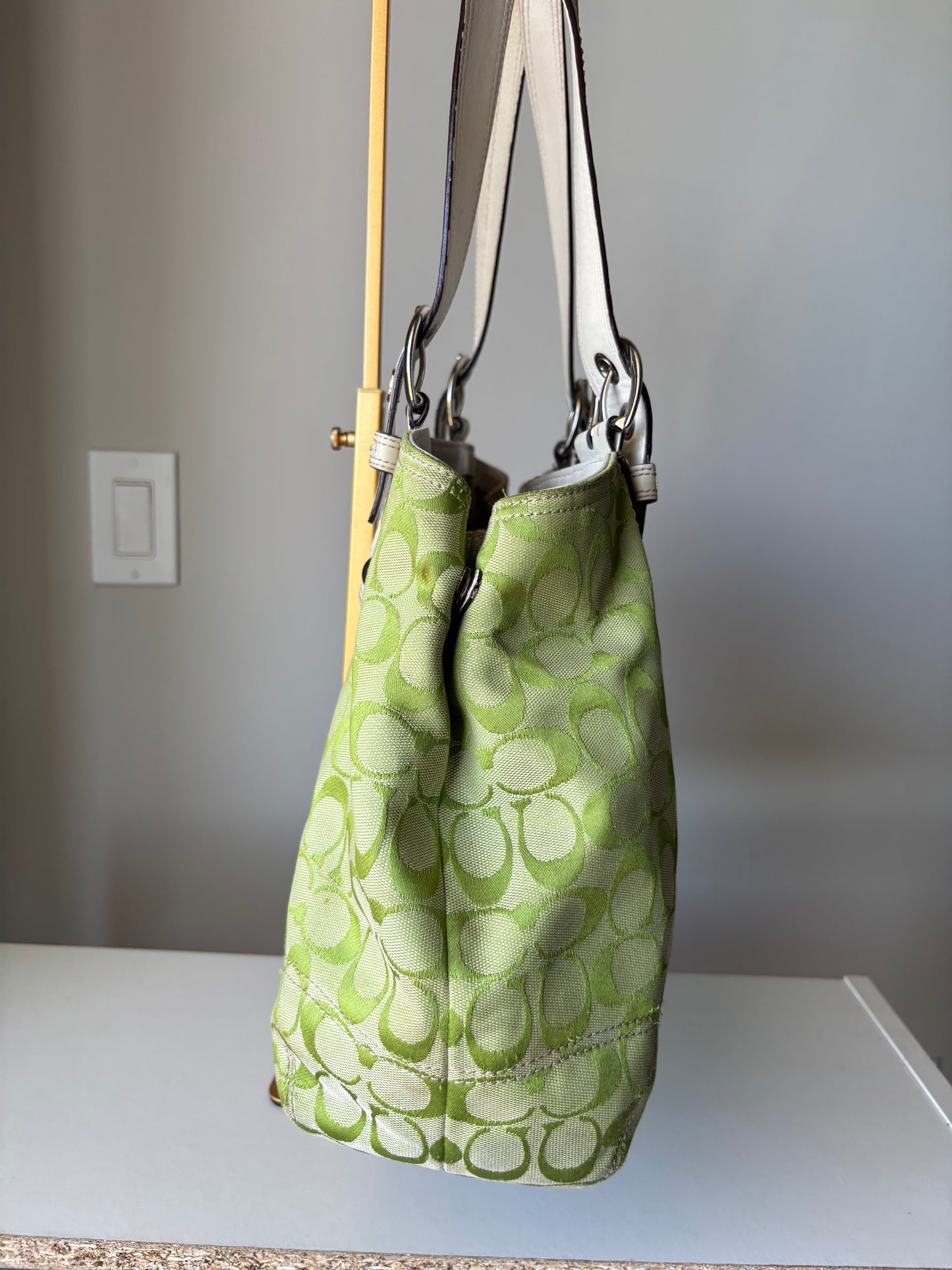Rare green coach tote bag