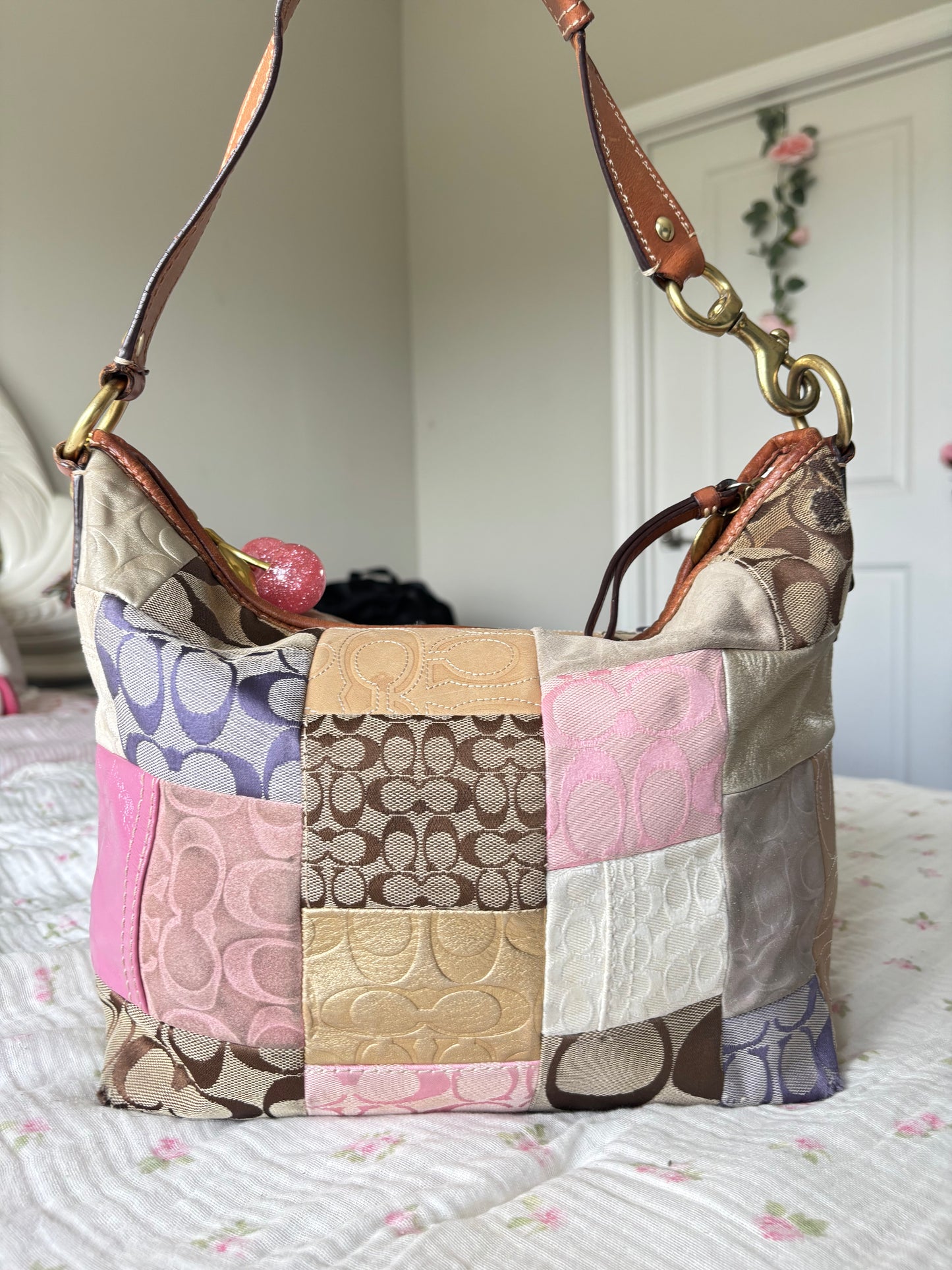 Vintage coach patchwork tote bag