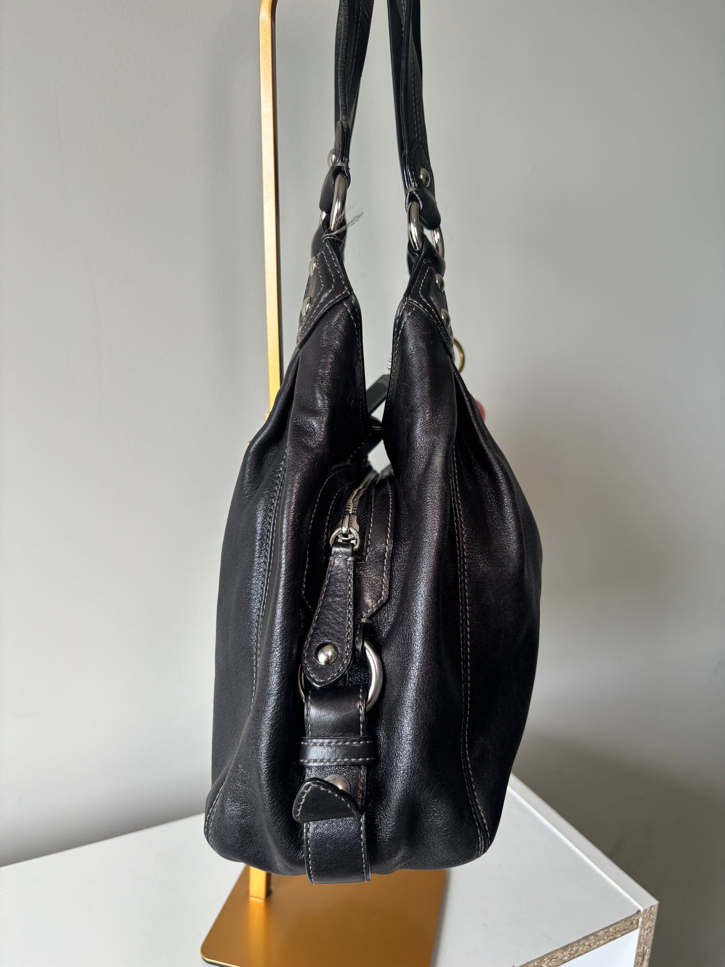 Black leather coach Maggie shoulder bag