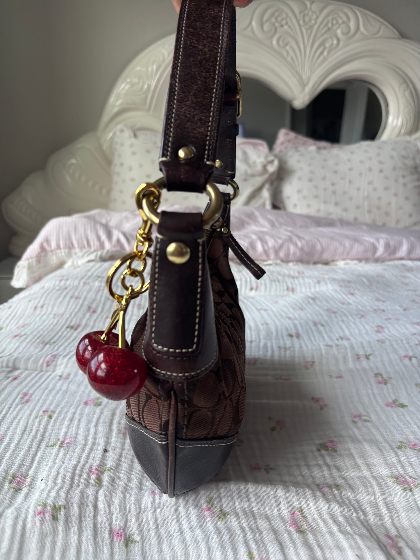 Brown mongram vintage coach small hobo