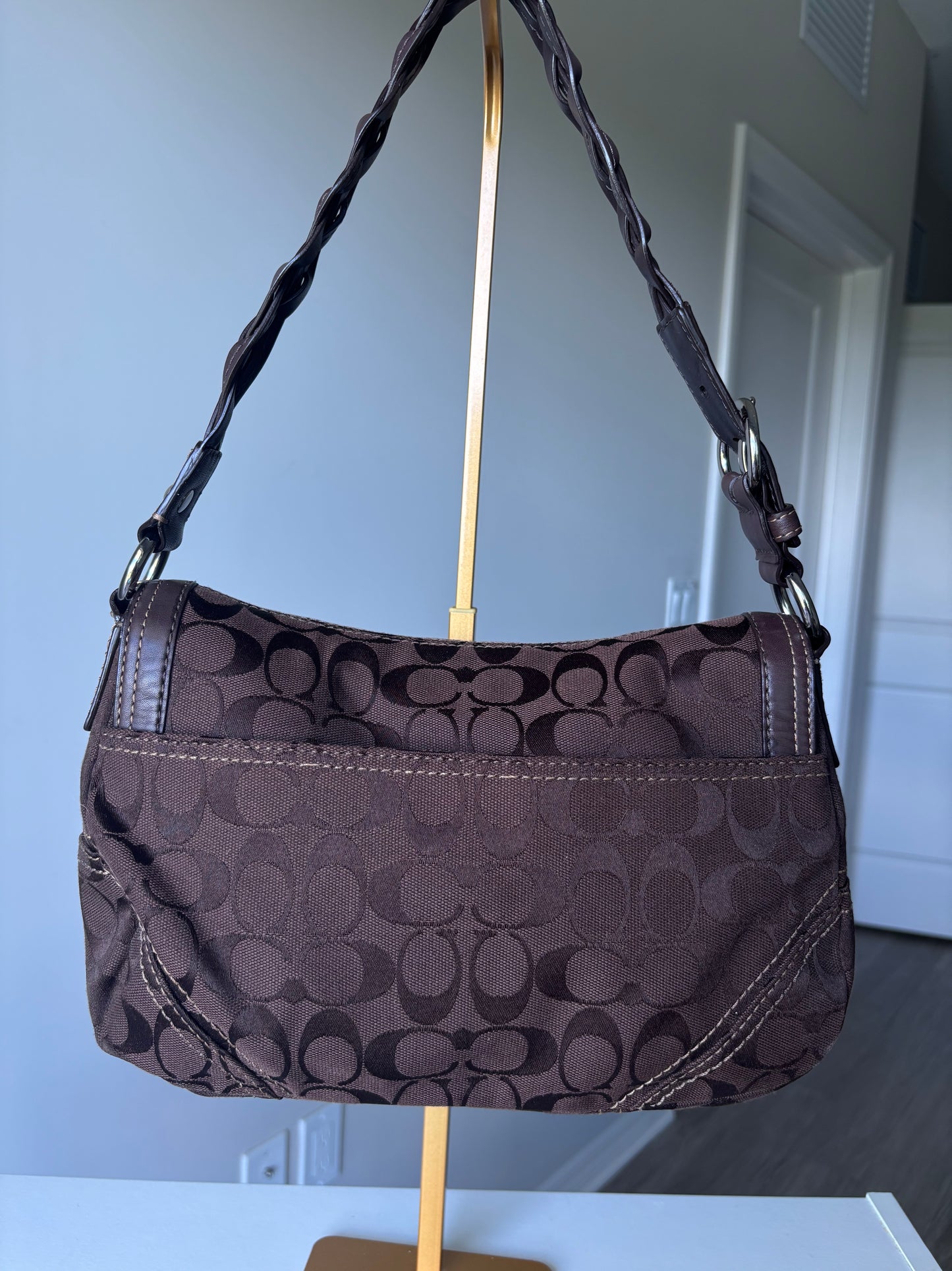 Brown mongram vintage rare coach flap bag