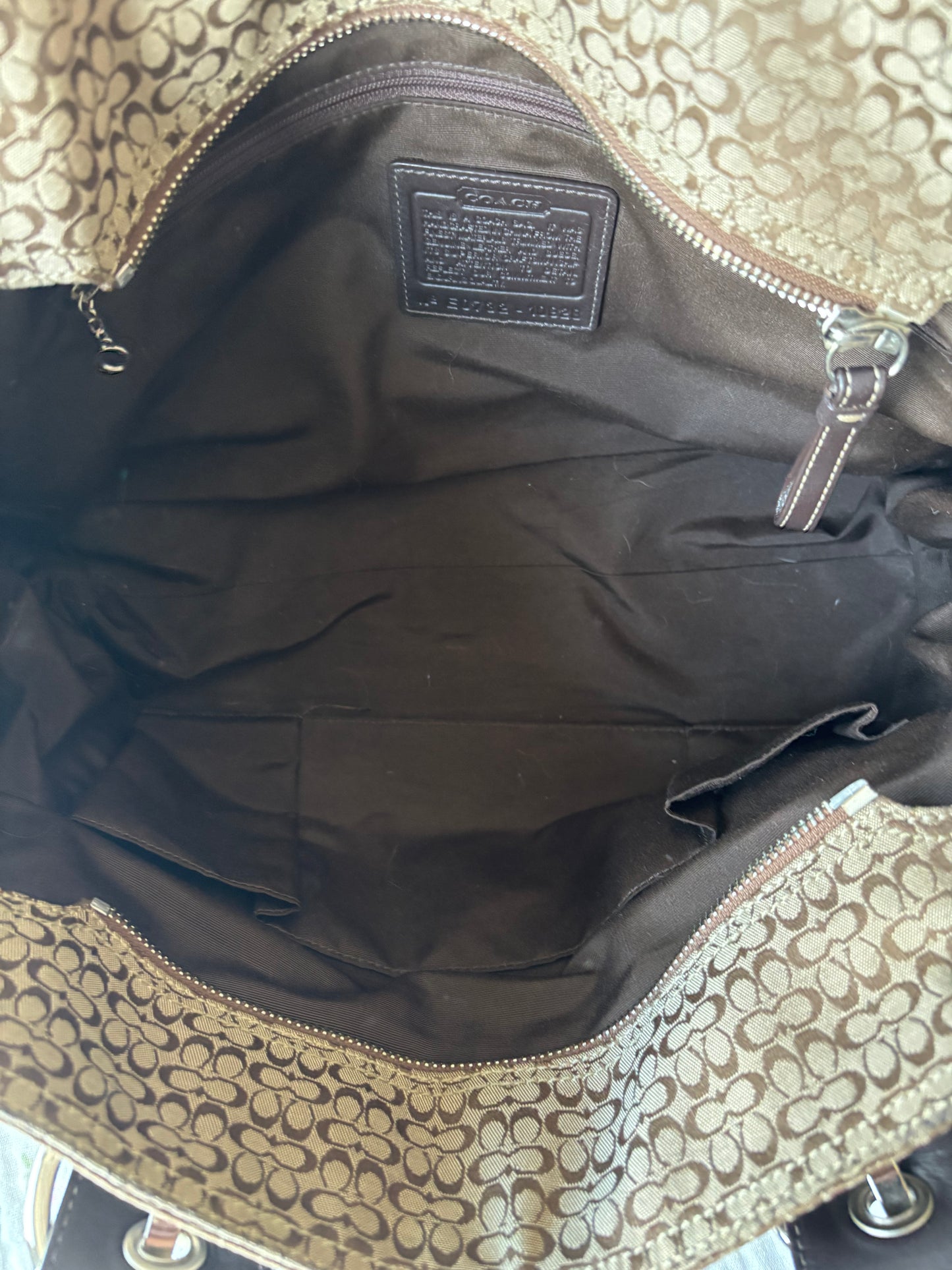 Brown mongram coach tote bag