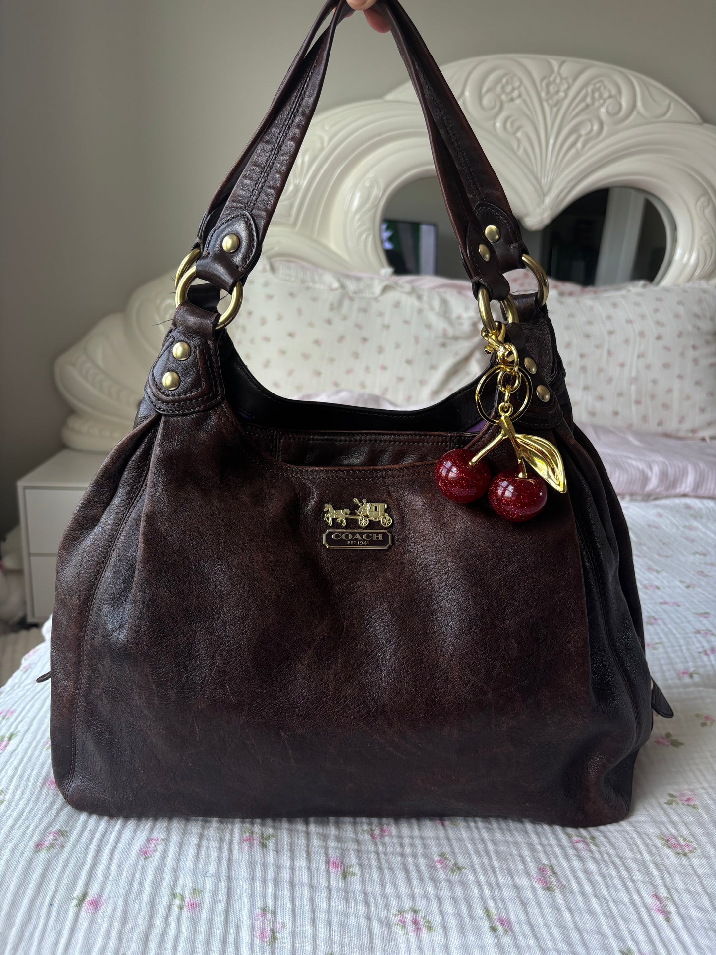 Rare Brown leather coach Maggie