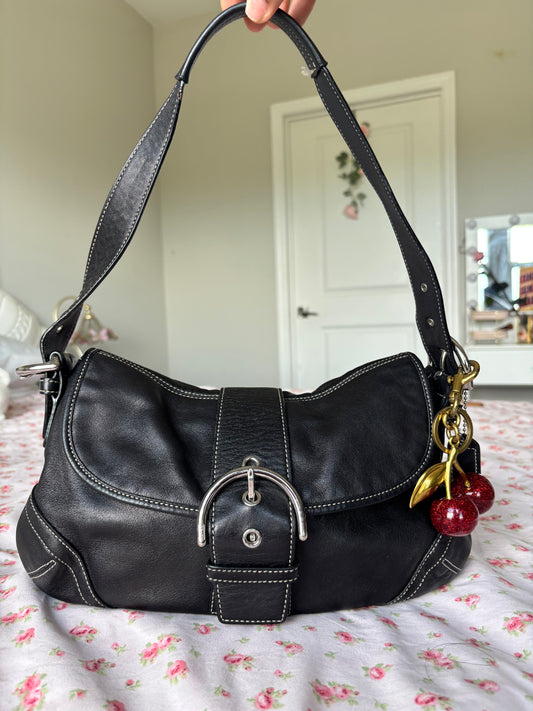 Black leather coach medium soho