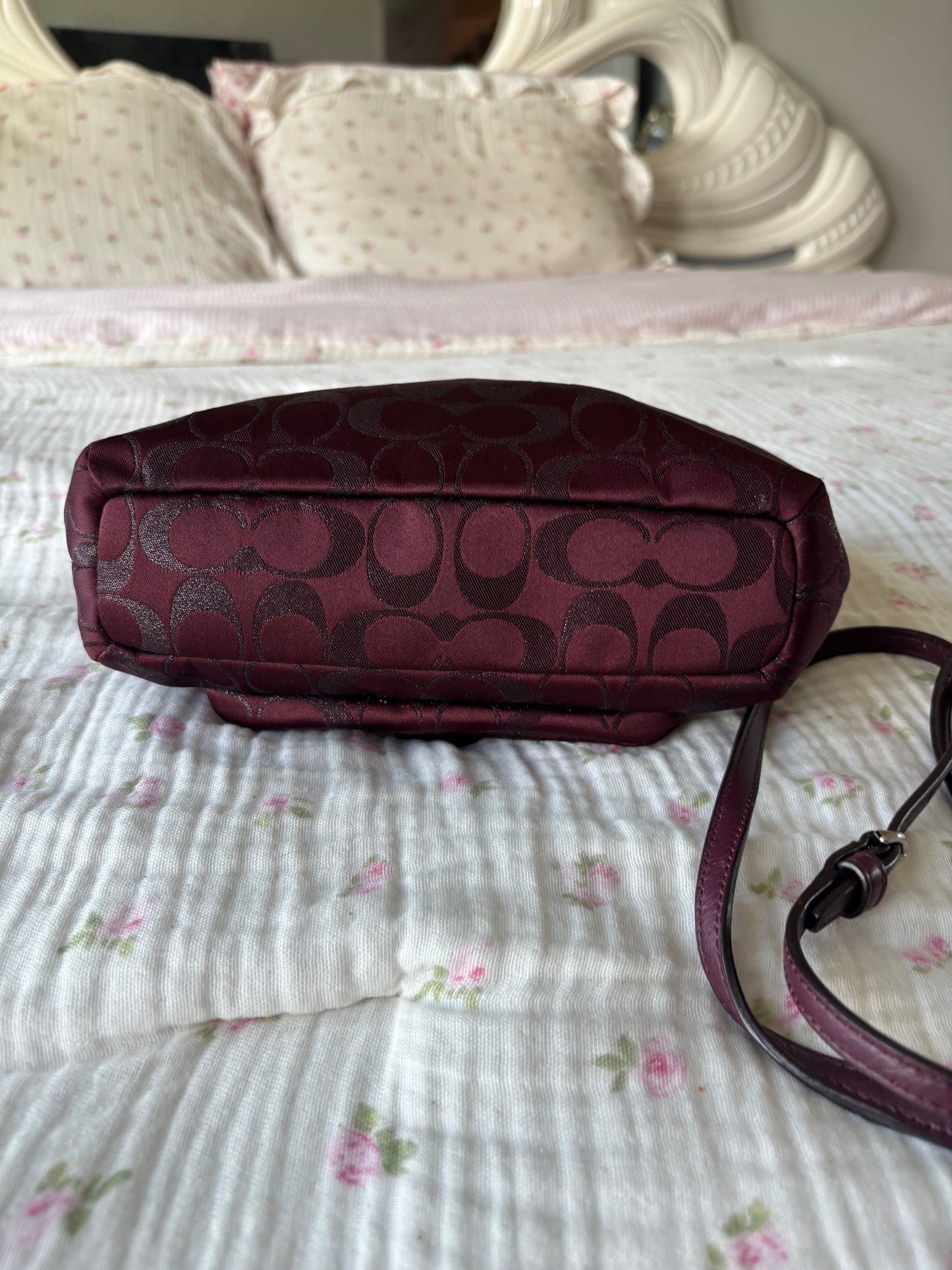 Burgandy small monogram shoulder bag