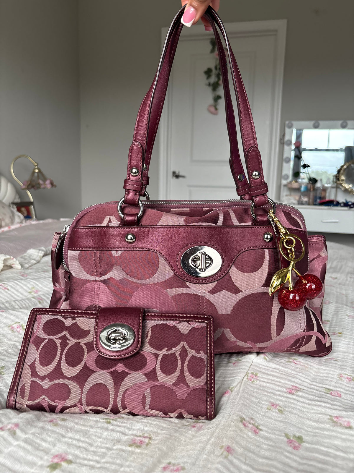 Burgandy vintage coach optic satchel