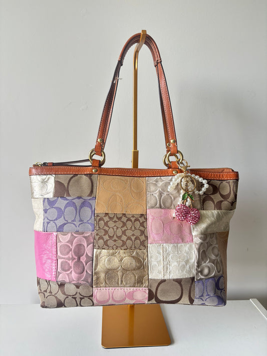 Patchwork vintage coach tote bag
