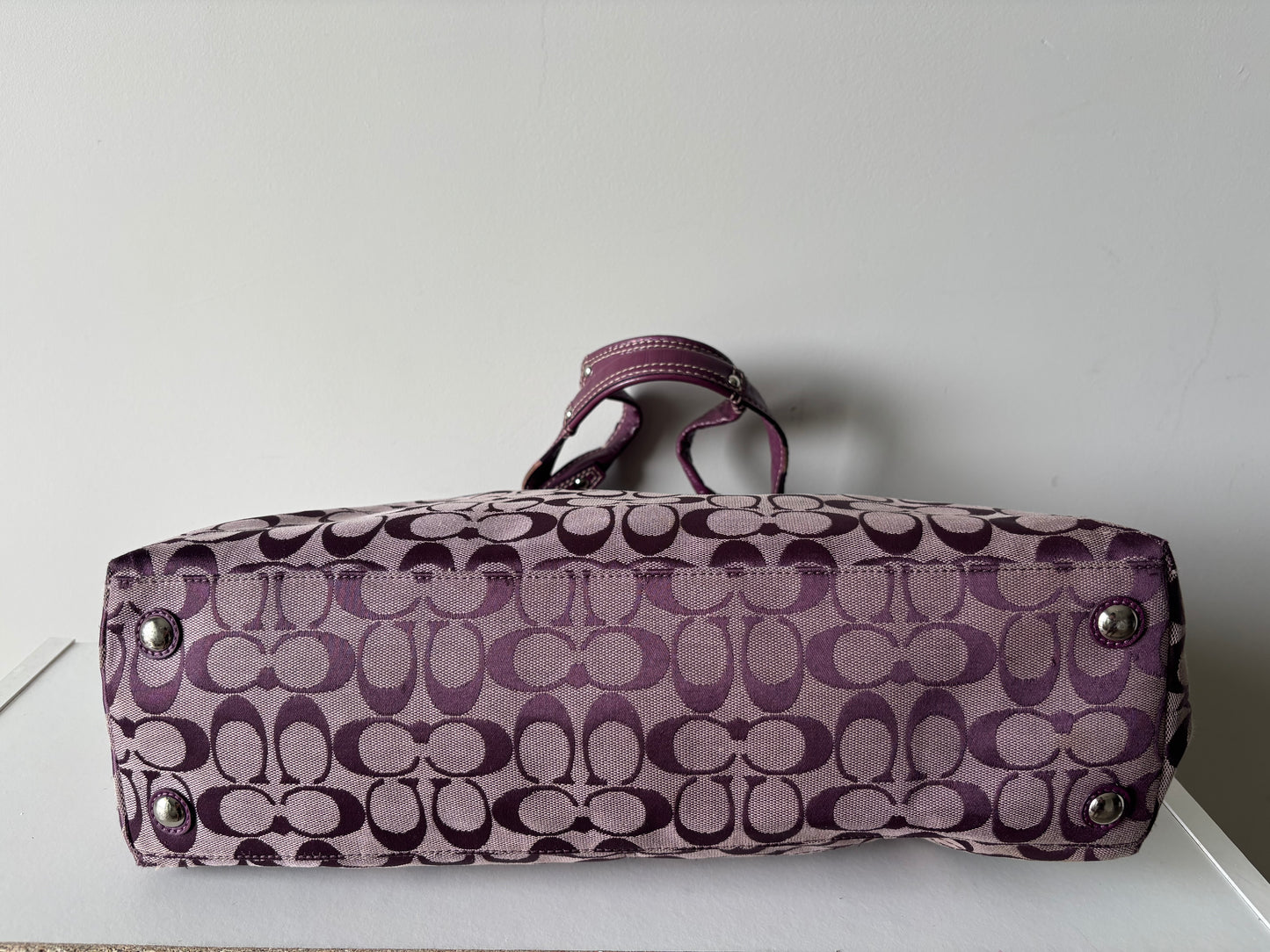 Purple coach tote bag