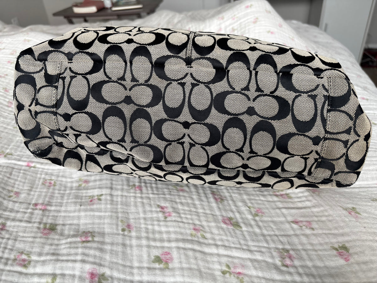Black and grey coach tote bag
