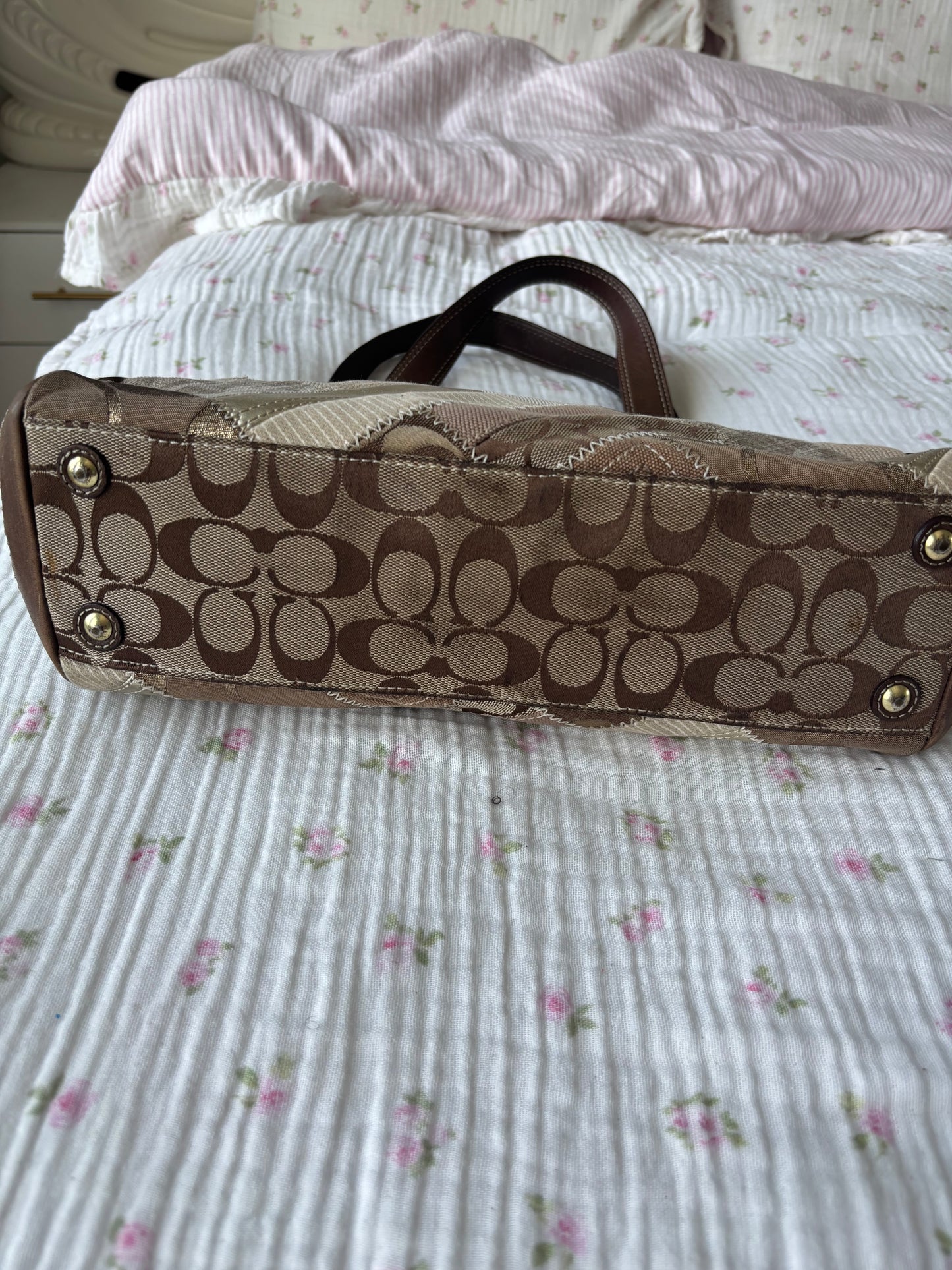 Rare patchwork coach satchel bag