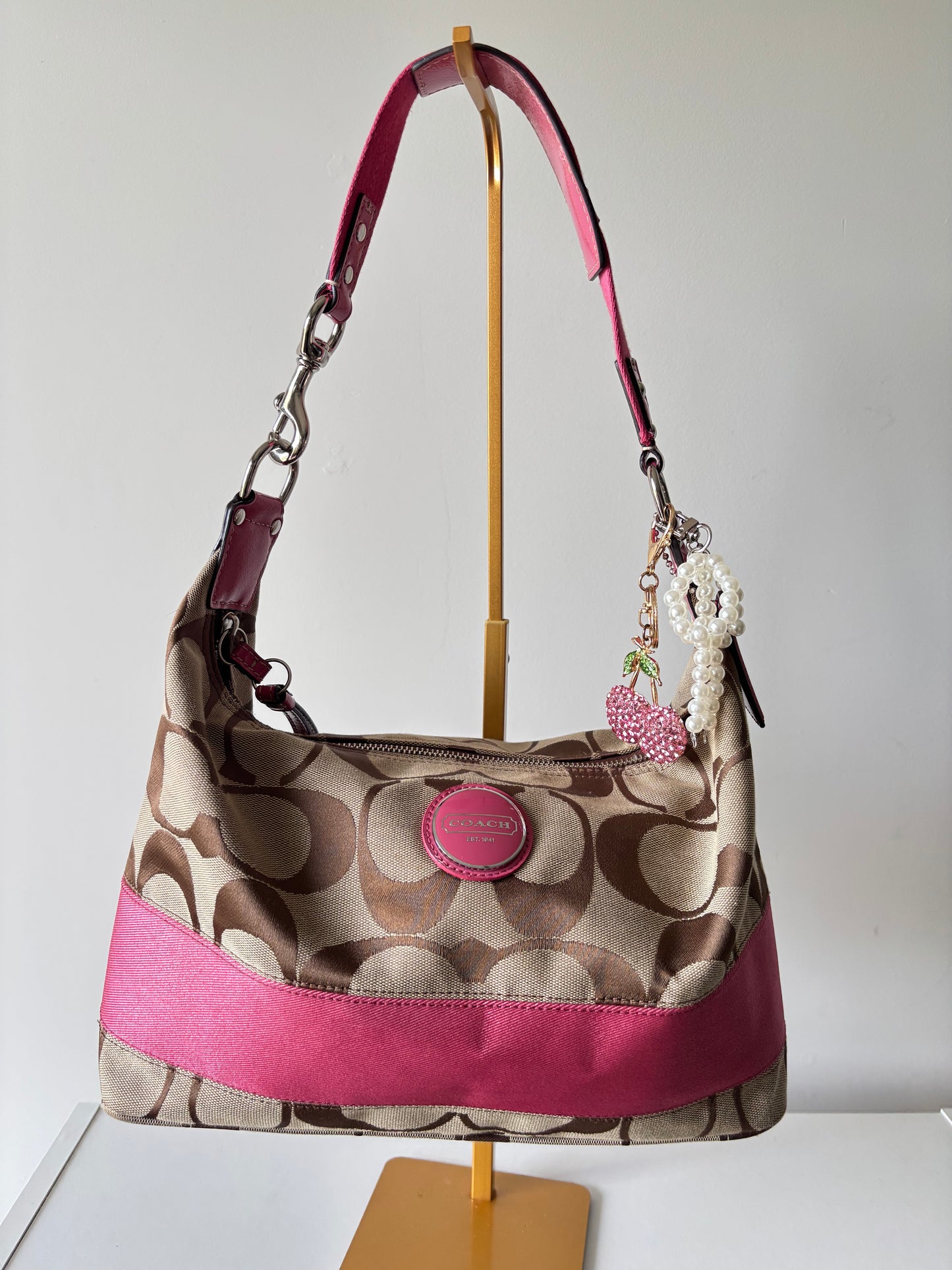 Rare pink mongram coach satchel