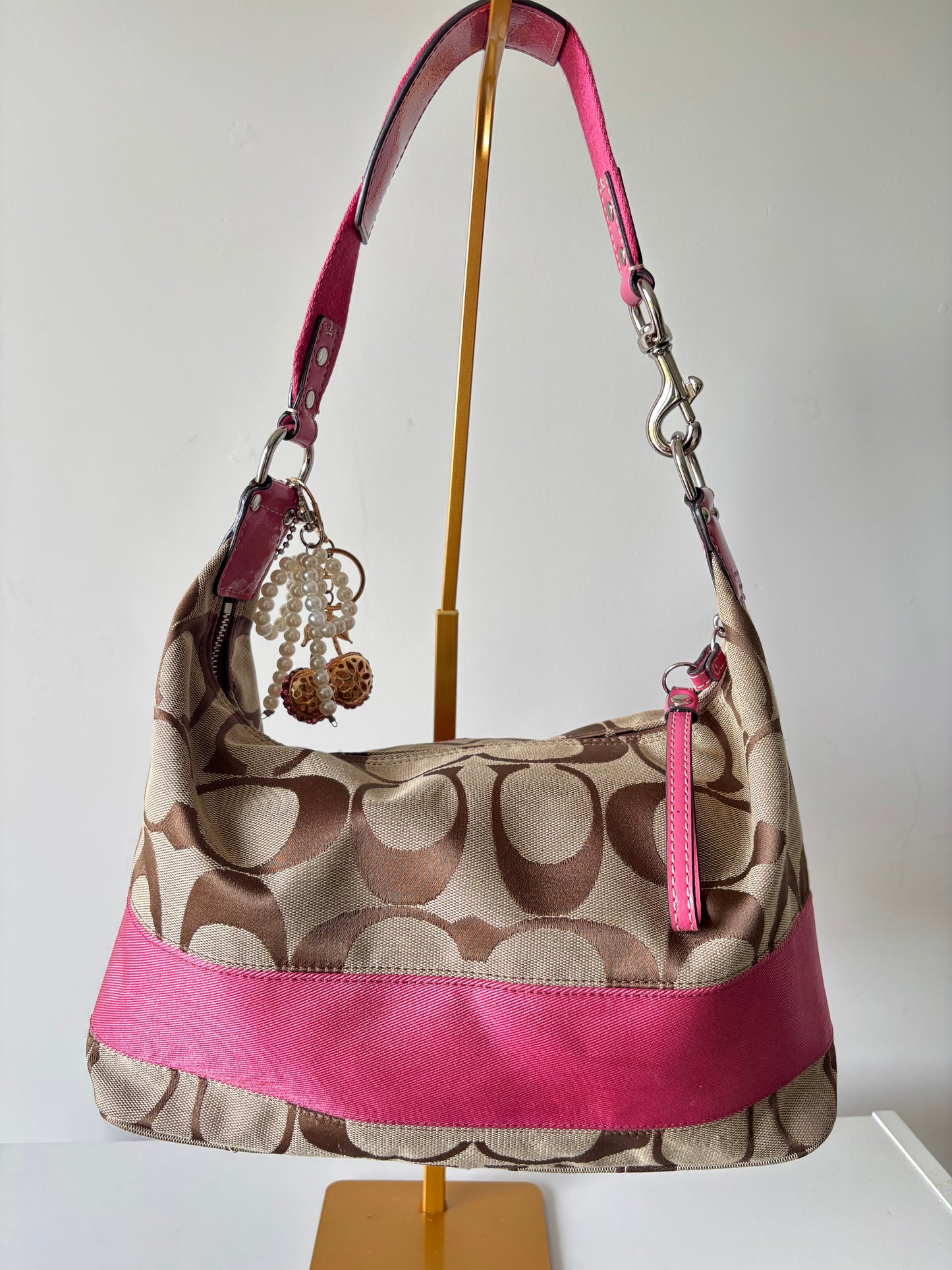 Rare pink mongram coach satchel