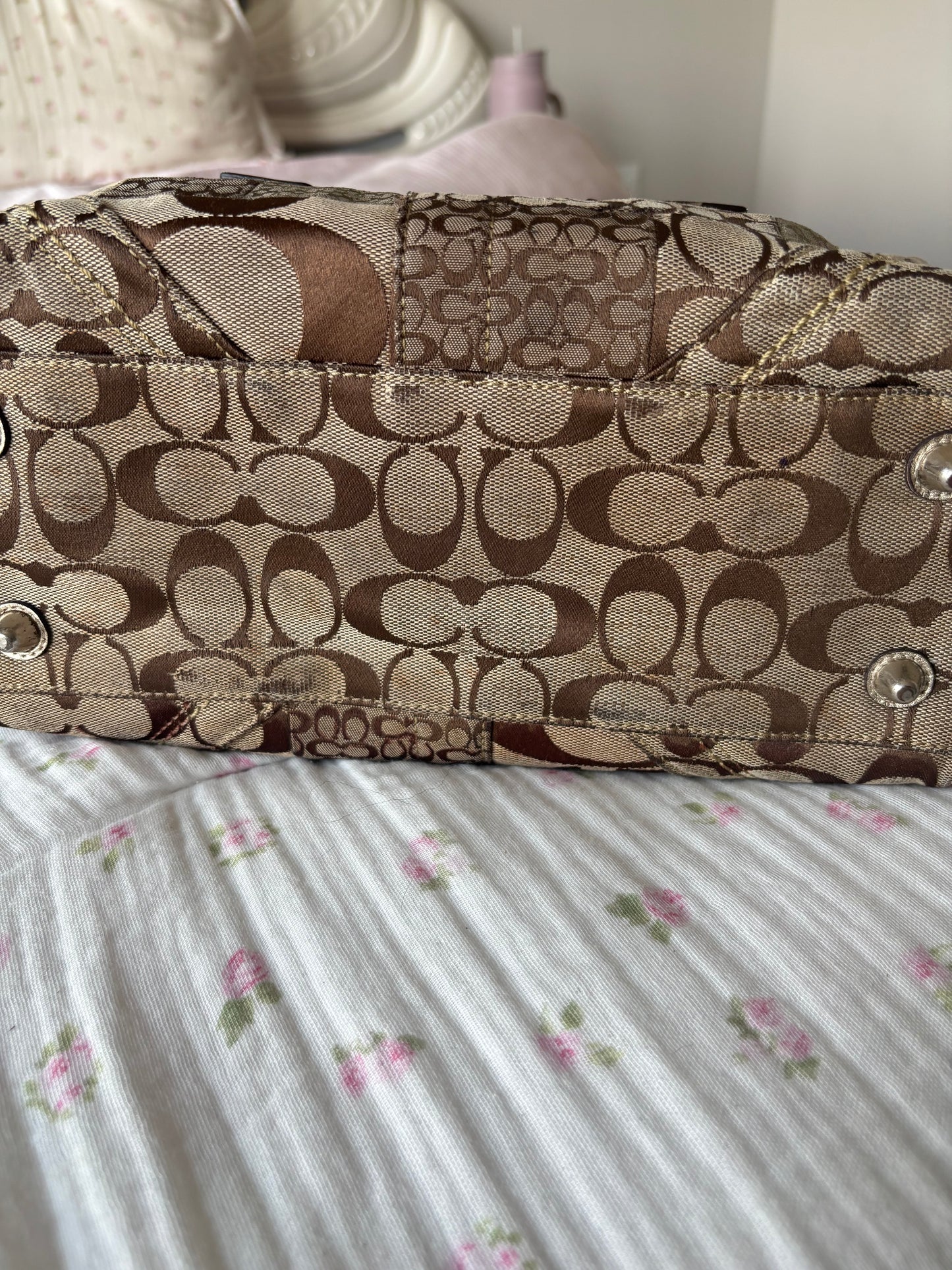 Rare brown mongram coach satchel bag