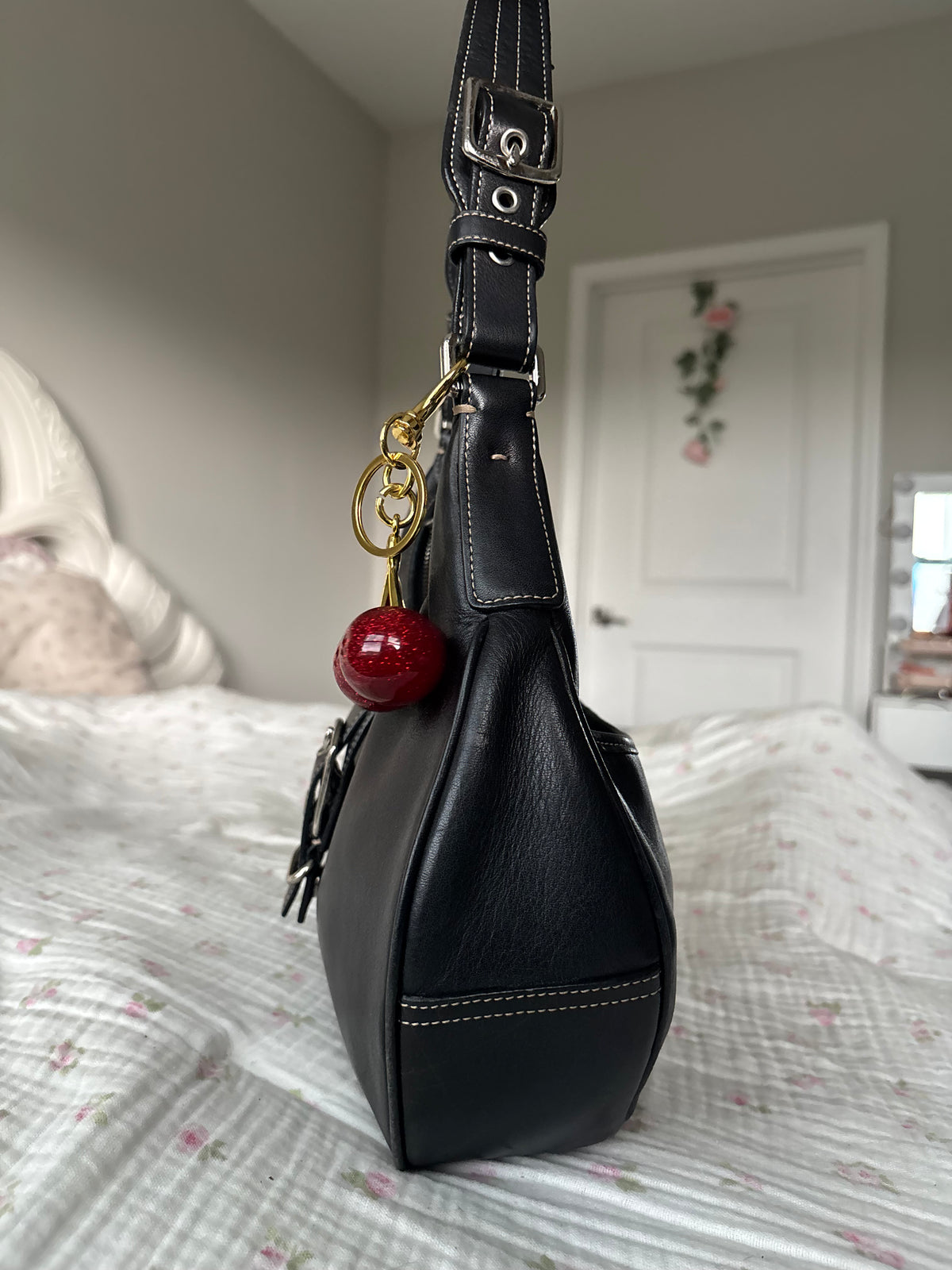 Black leather coach soho hobo bag