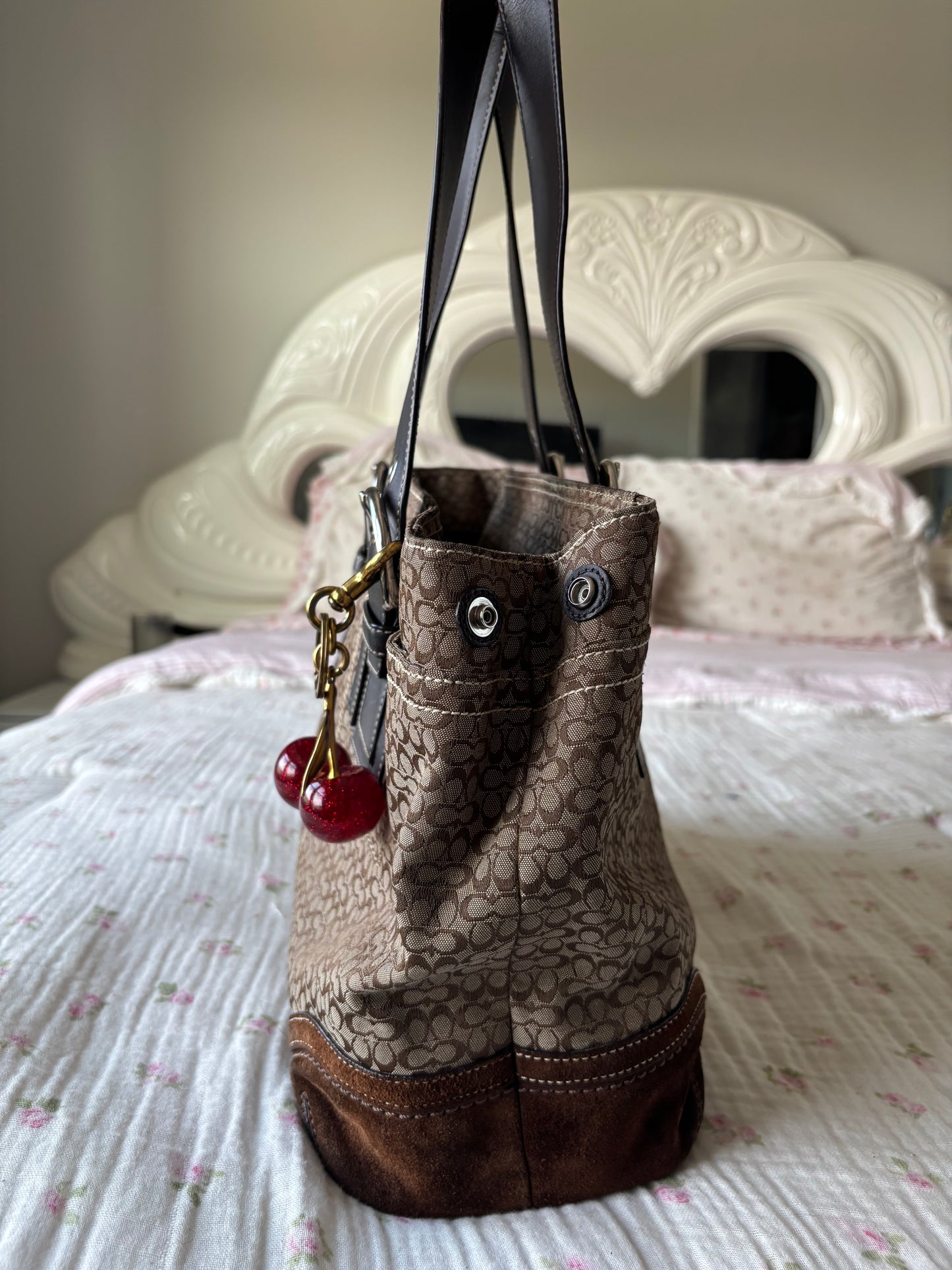 Brown mongram coach tote bag
