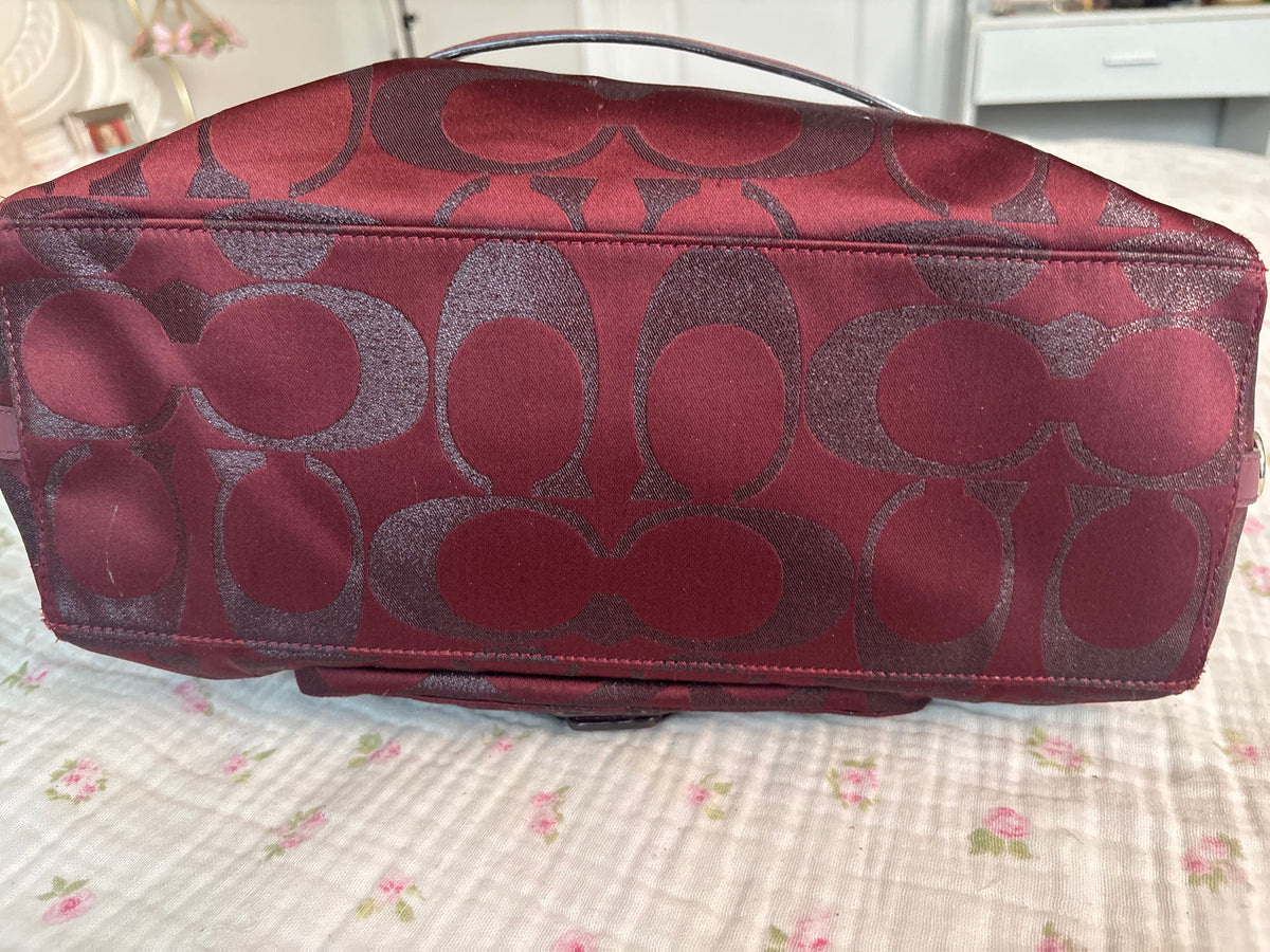 Burgandy mongram coach satchel