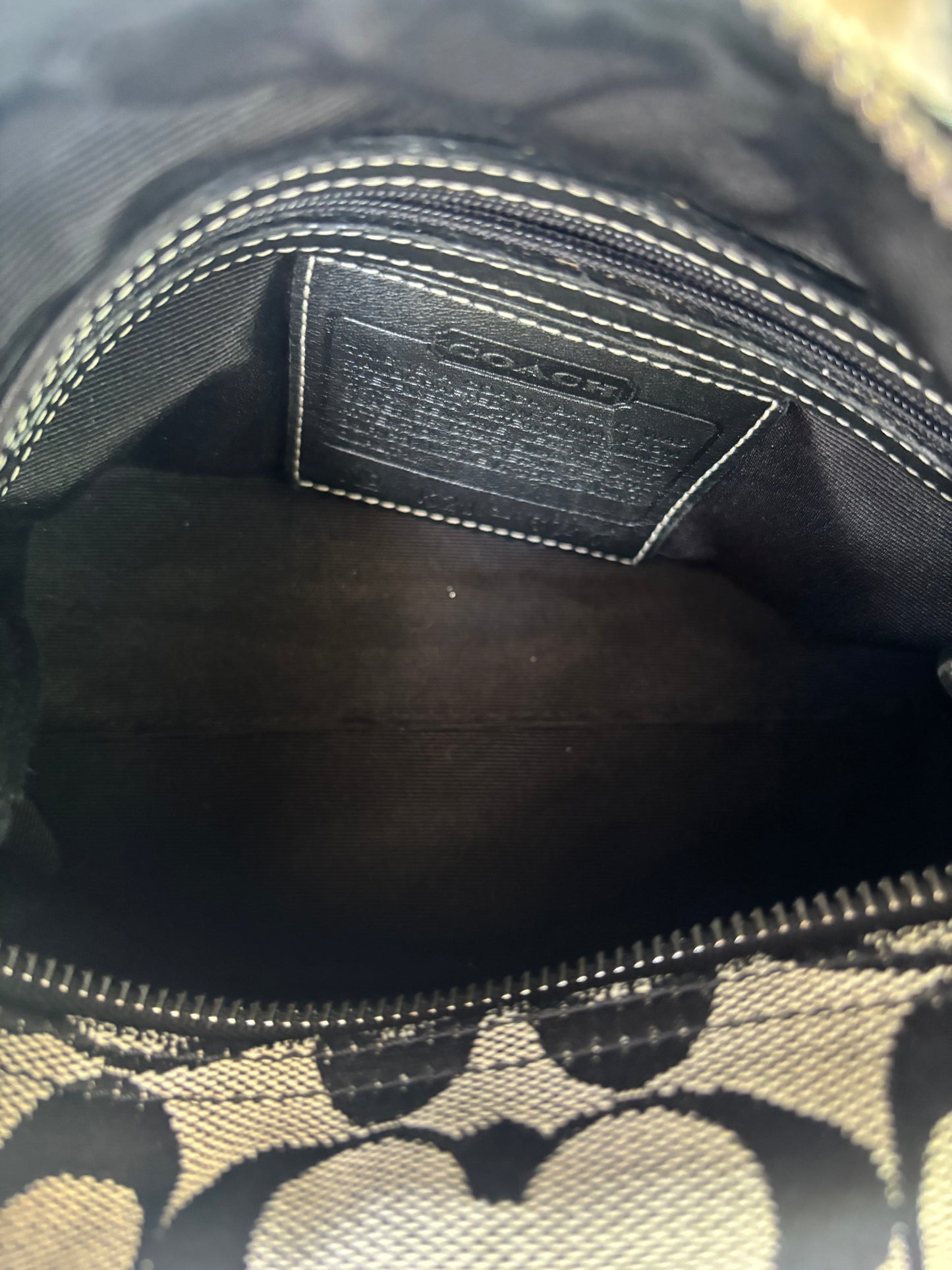 Grey mongram coach small shoulder bag