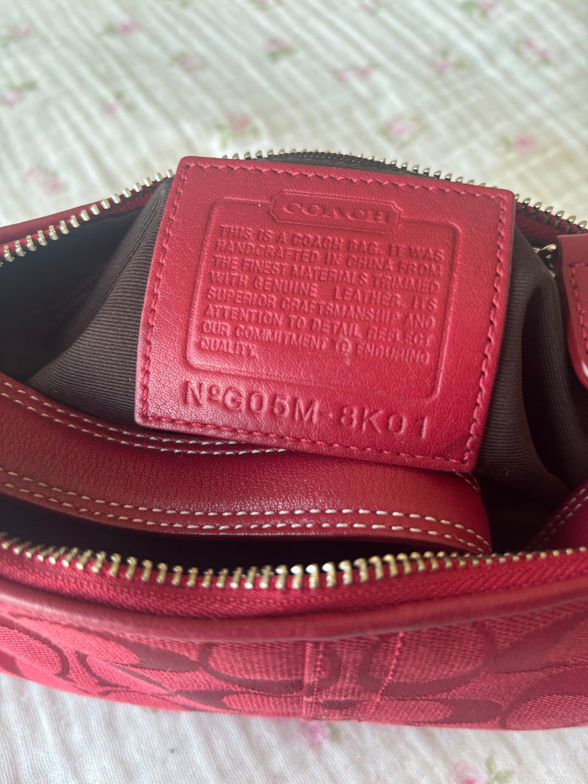 Rare red mongram rare baggutte coach bag