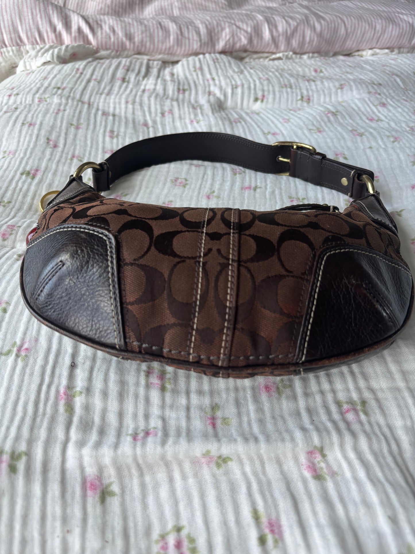 Brown mongram vintage coach small hobo