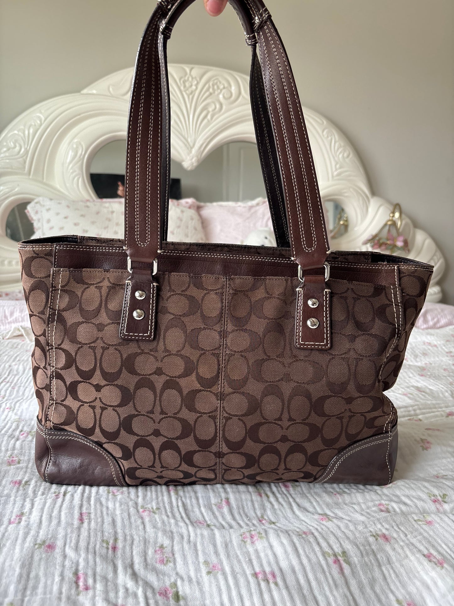 Rare choclate brown coach tote bag