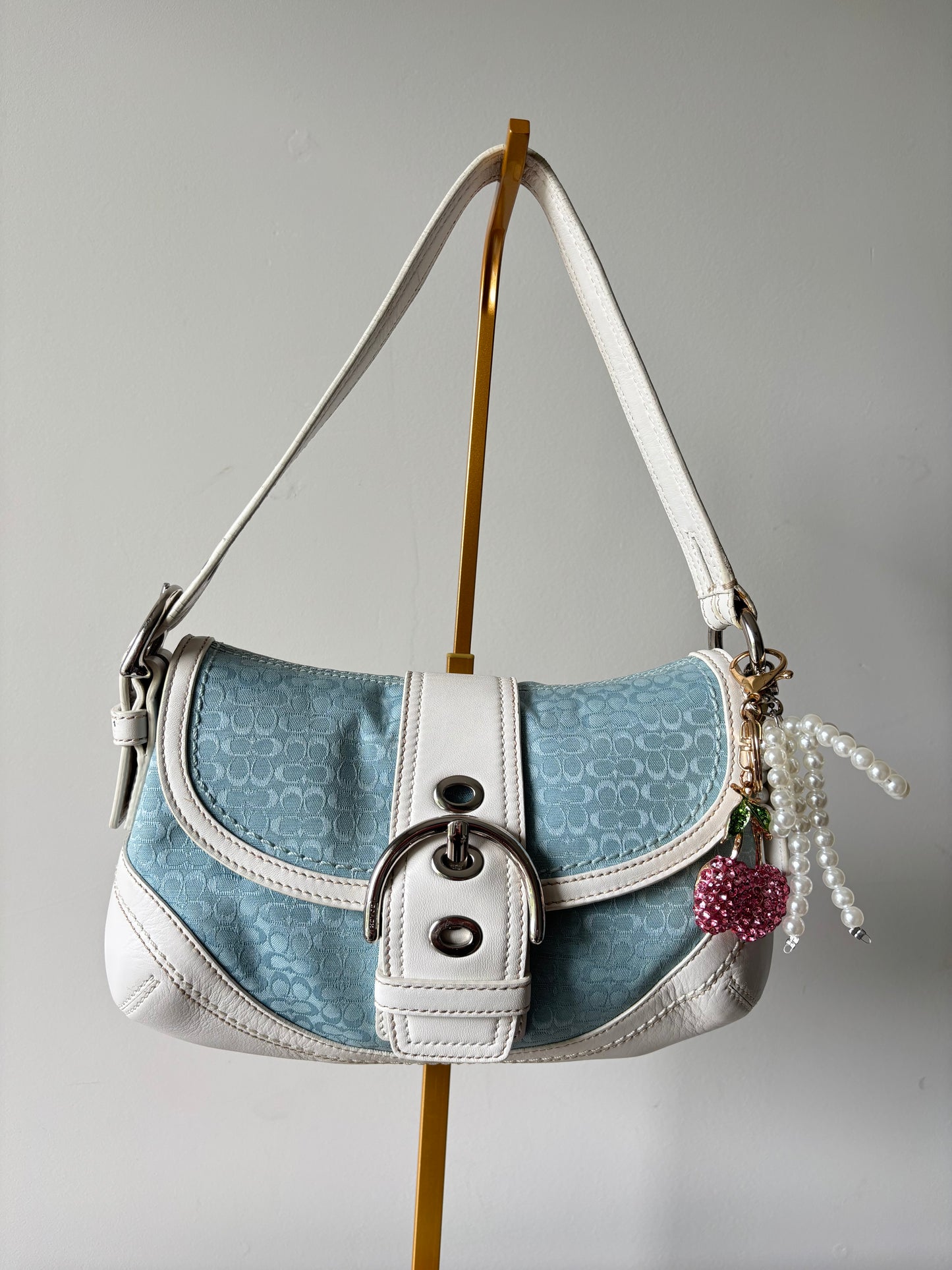 rare blue coach mongram mini soho