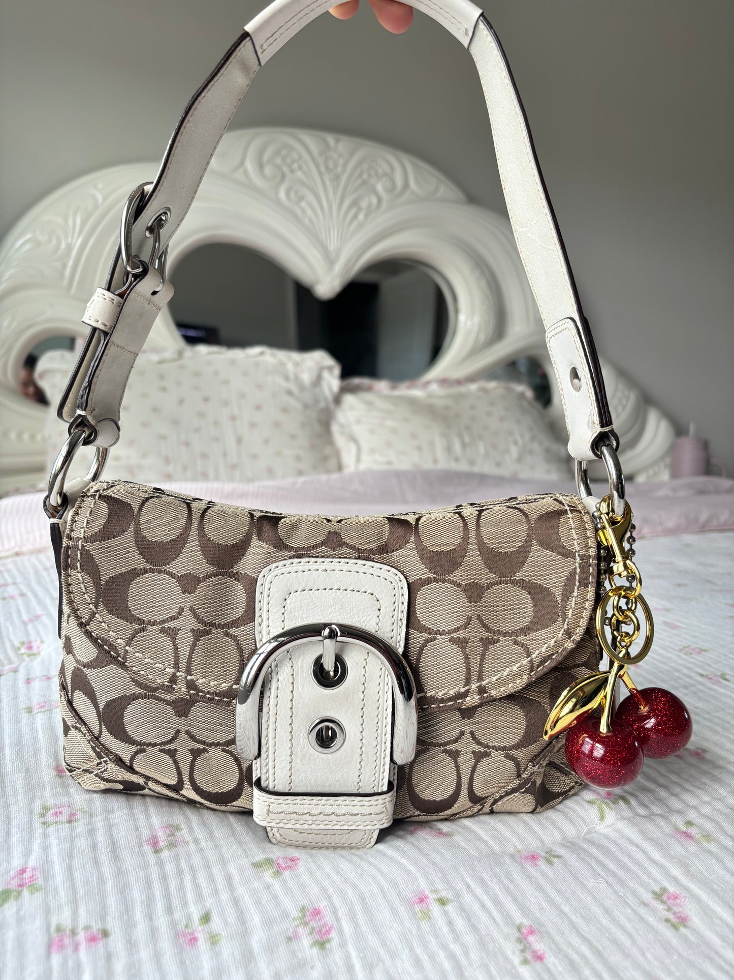 White mini coach soho shoulder bag
