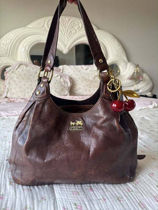Chocolate brown coach Maggie bag