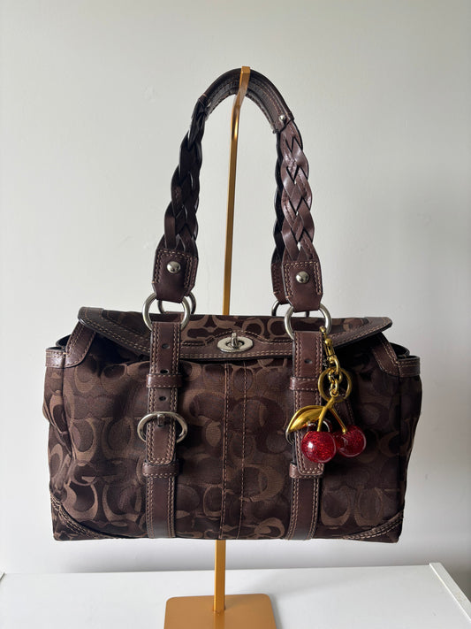 brown optic coach satchel bag