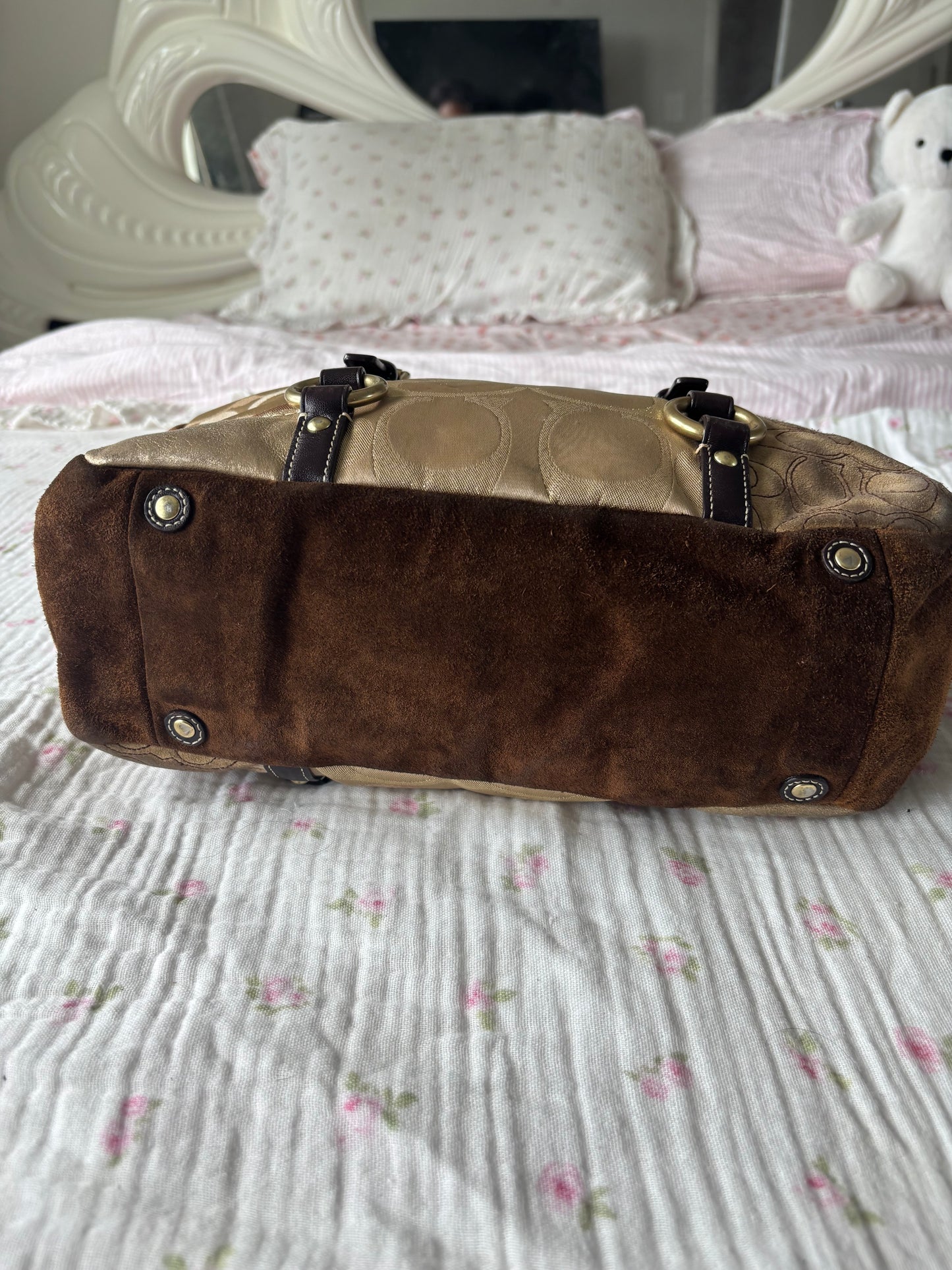 Vintage coach brown tote bag