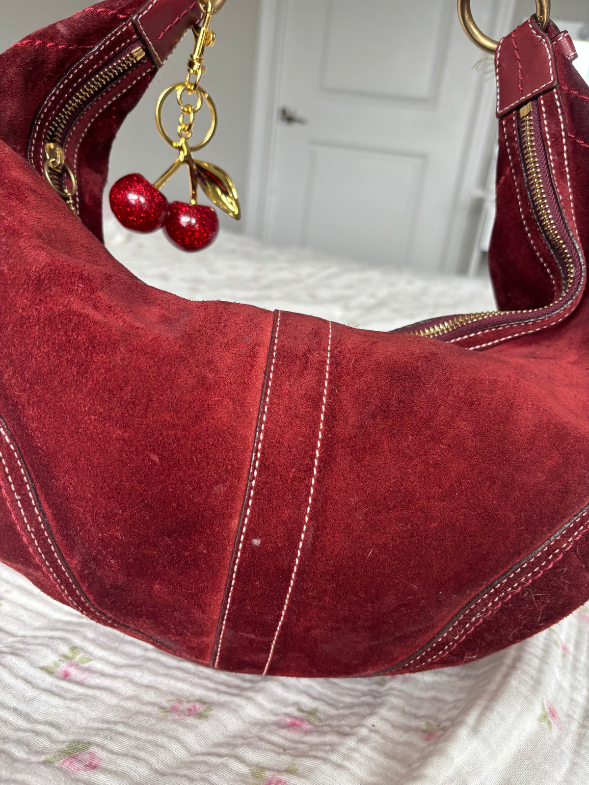 Rare burgandy suede hobo