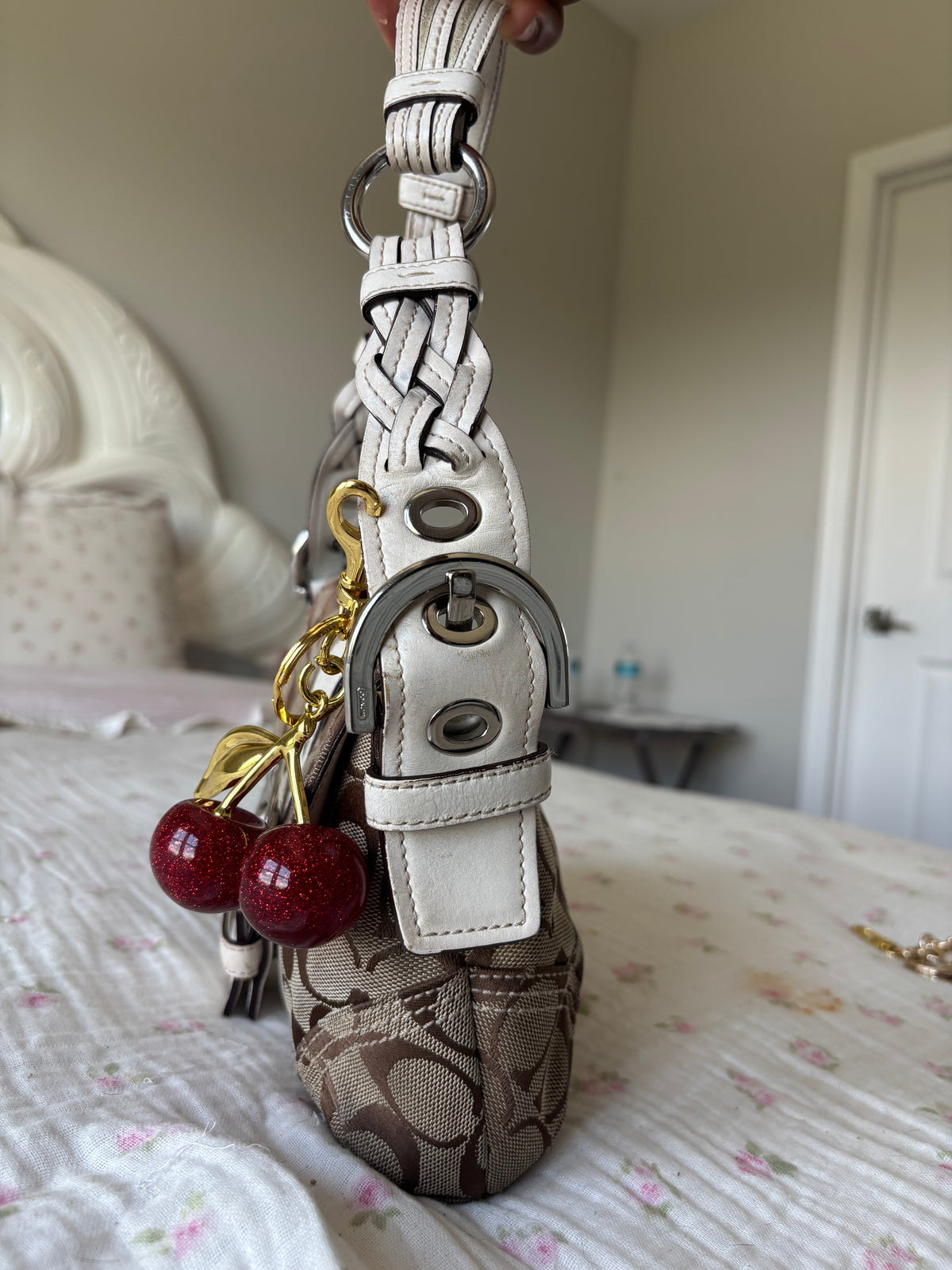 White mongram mini soho