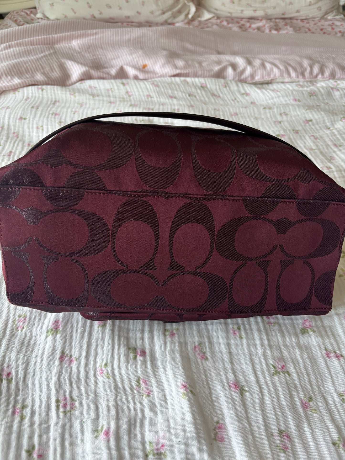 Burgandy rare coach mongram hand bag